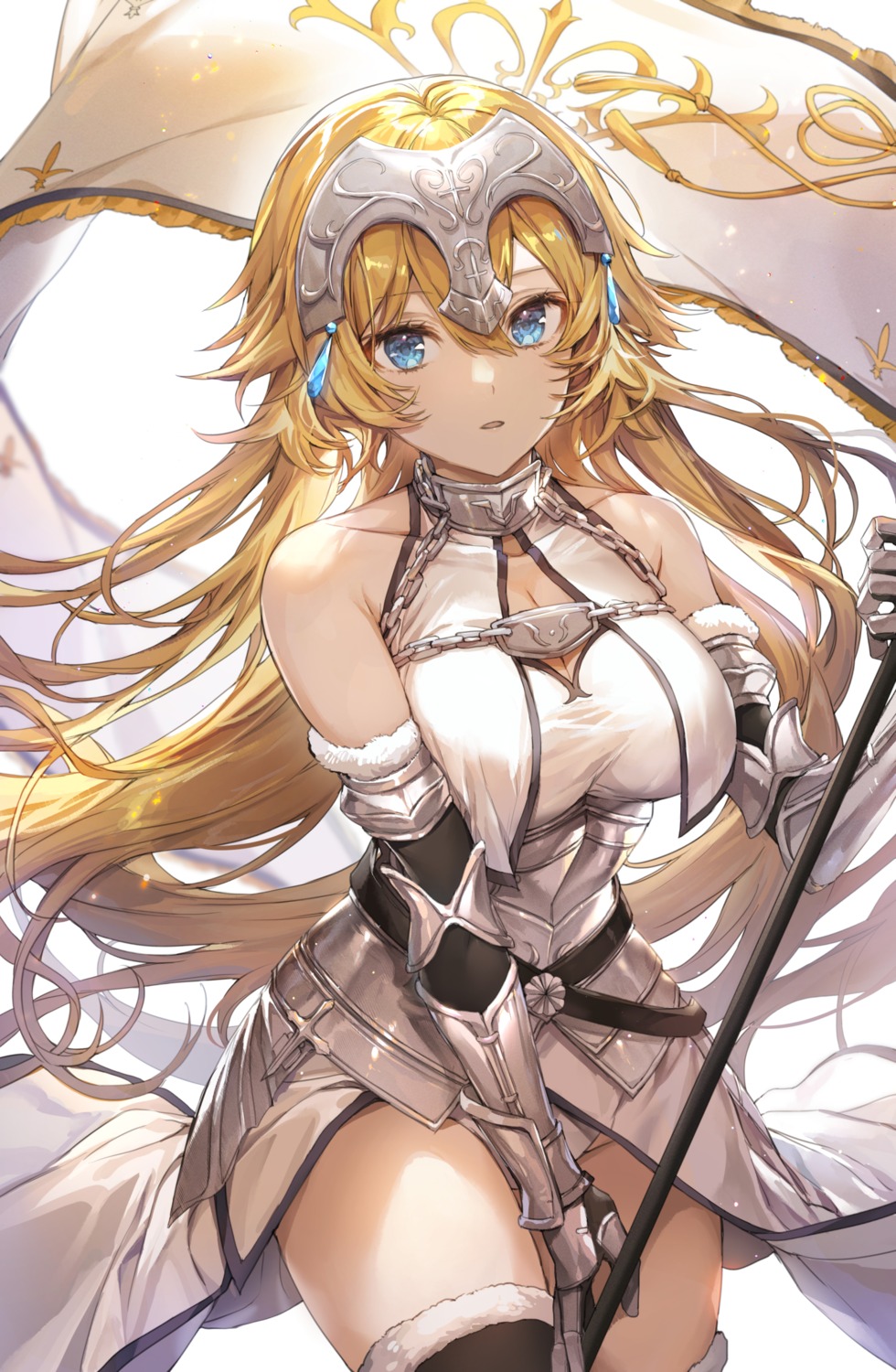 armor breast_hold cleavage fate/grand_order jeanne_d'arc jeanne_d'arc_(fate) pillo thighhighs