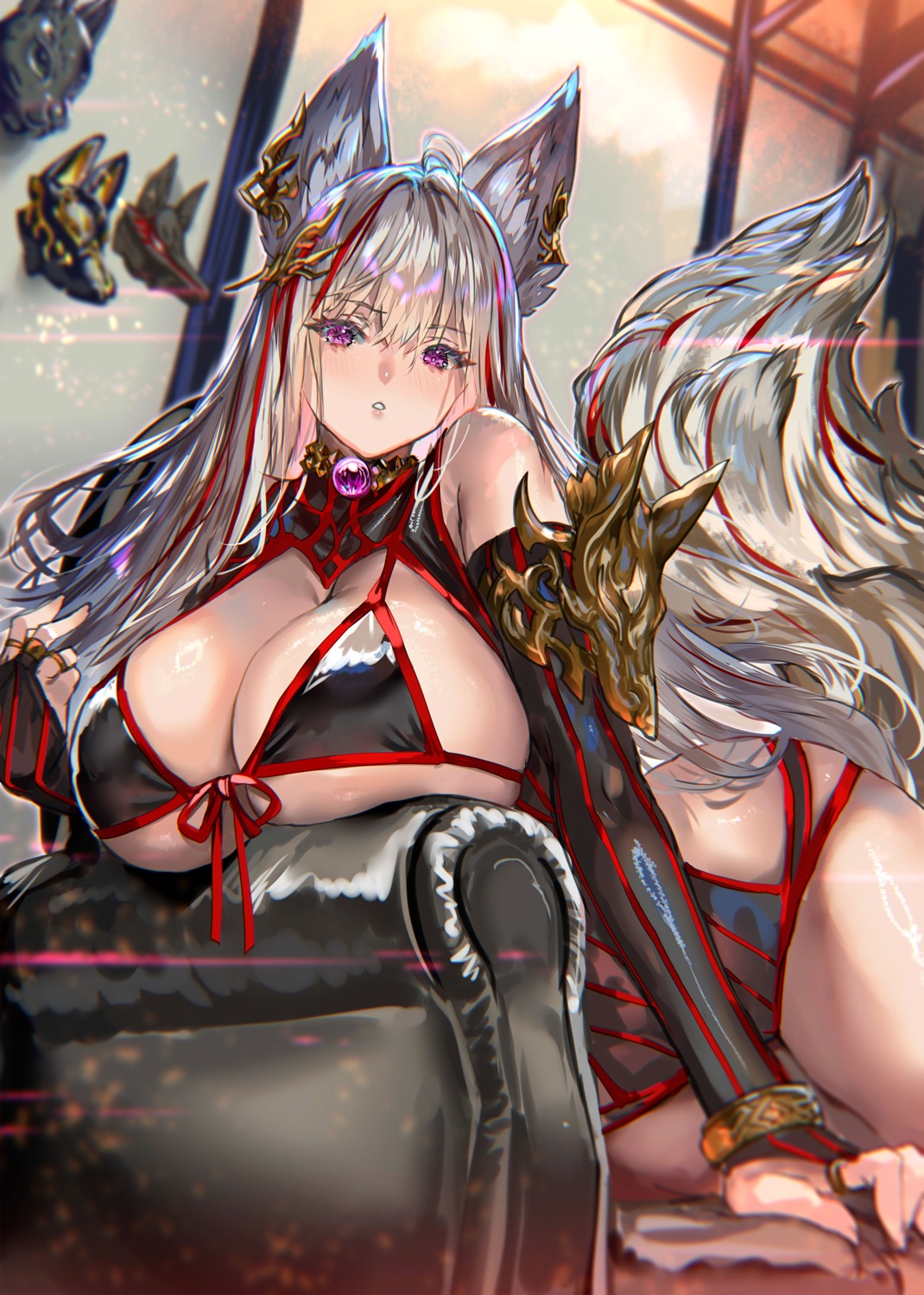 animal_ears bra kitsune ranou tail