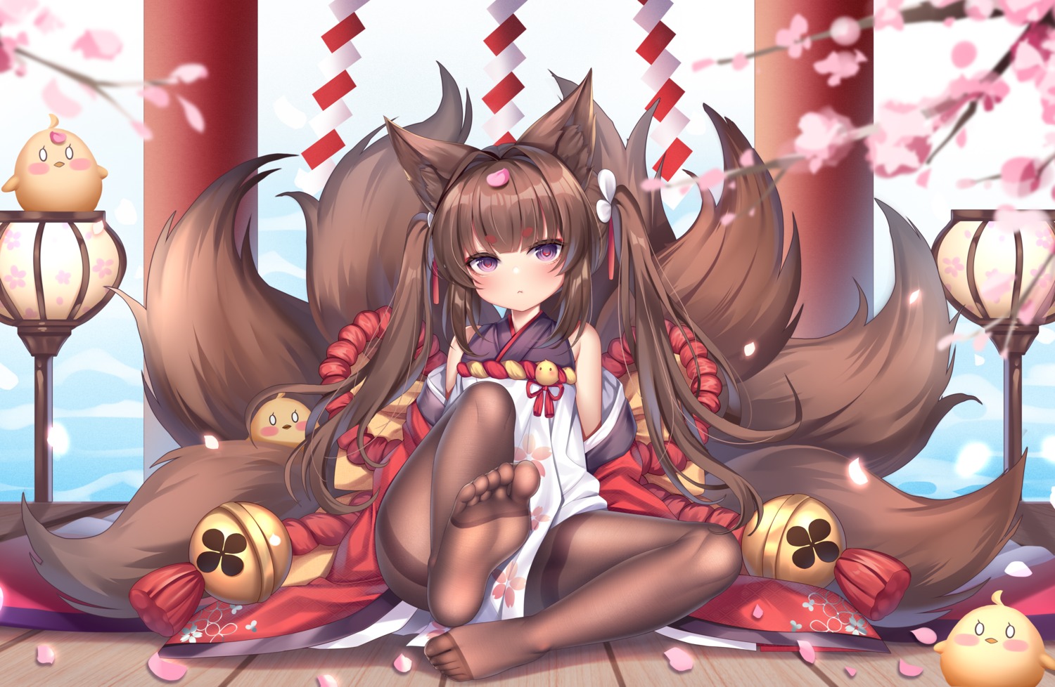 amagi-chan_(azur_lane) amagi_(azur_lane) animal_ears azur_lane chuor_(chuochuoi) feet japanese_clothes kitsune manjuu_(azur_lane) pantyhose tail