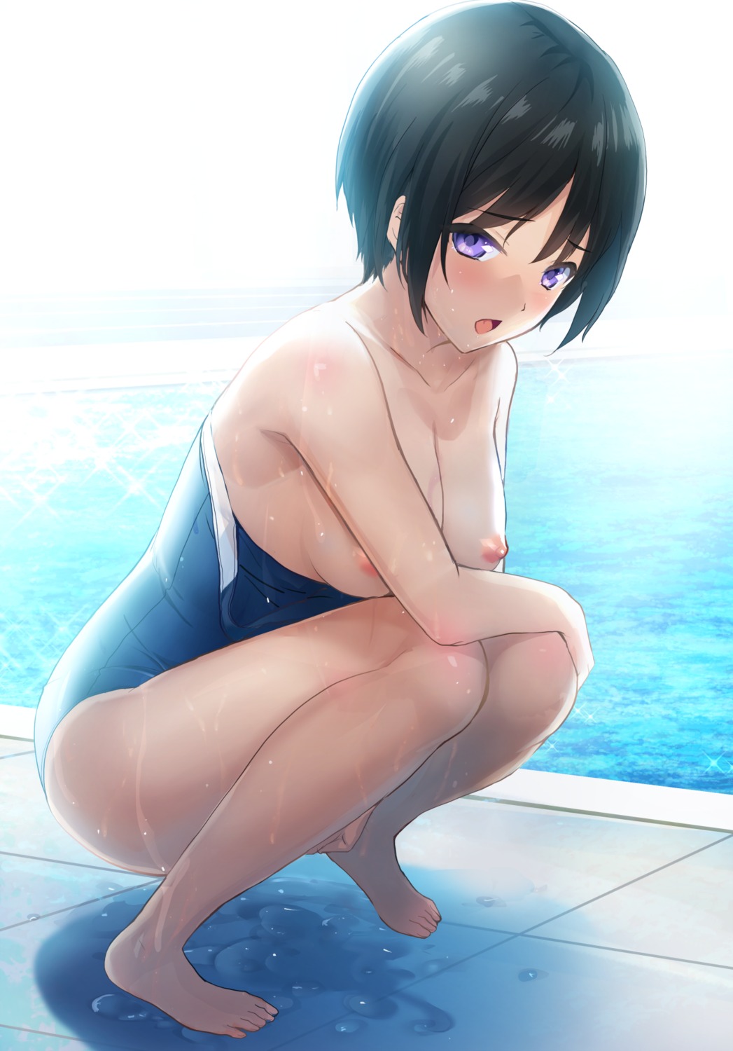 breasts nipples onigiri-kun school_swimsuit swimsuits tan_lines wardrobe_malfunction wet