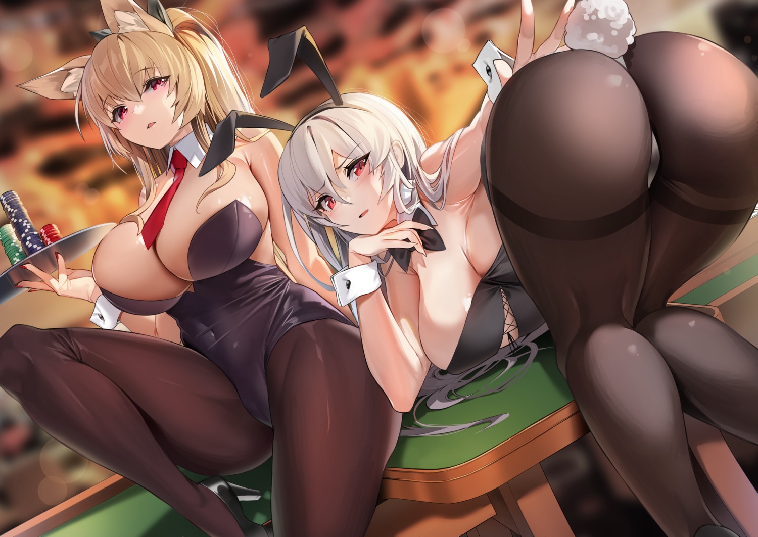 animal_ears ass bunny_ears bunny_girl cameltoe damda dungeon_fighter ellin_meiji heels kitsune lethe_rin no_bra pantyhose tail