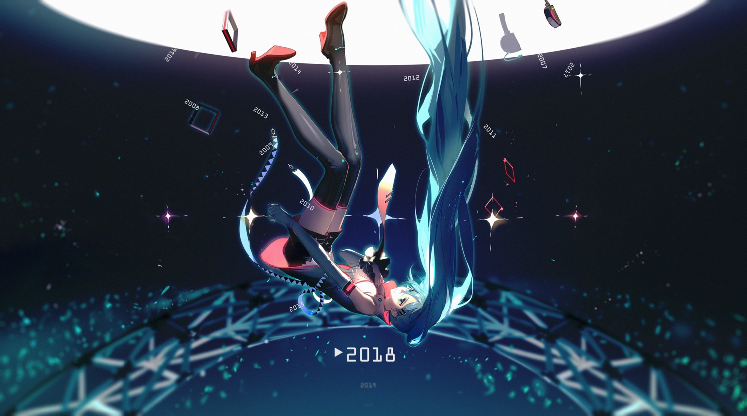 hatsune_miku thighhighs vocaloid yyb