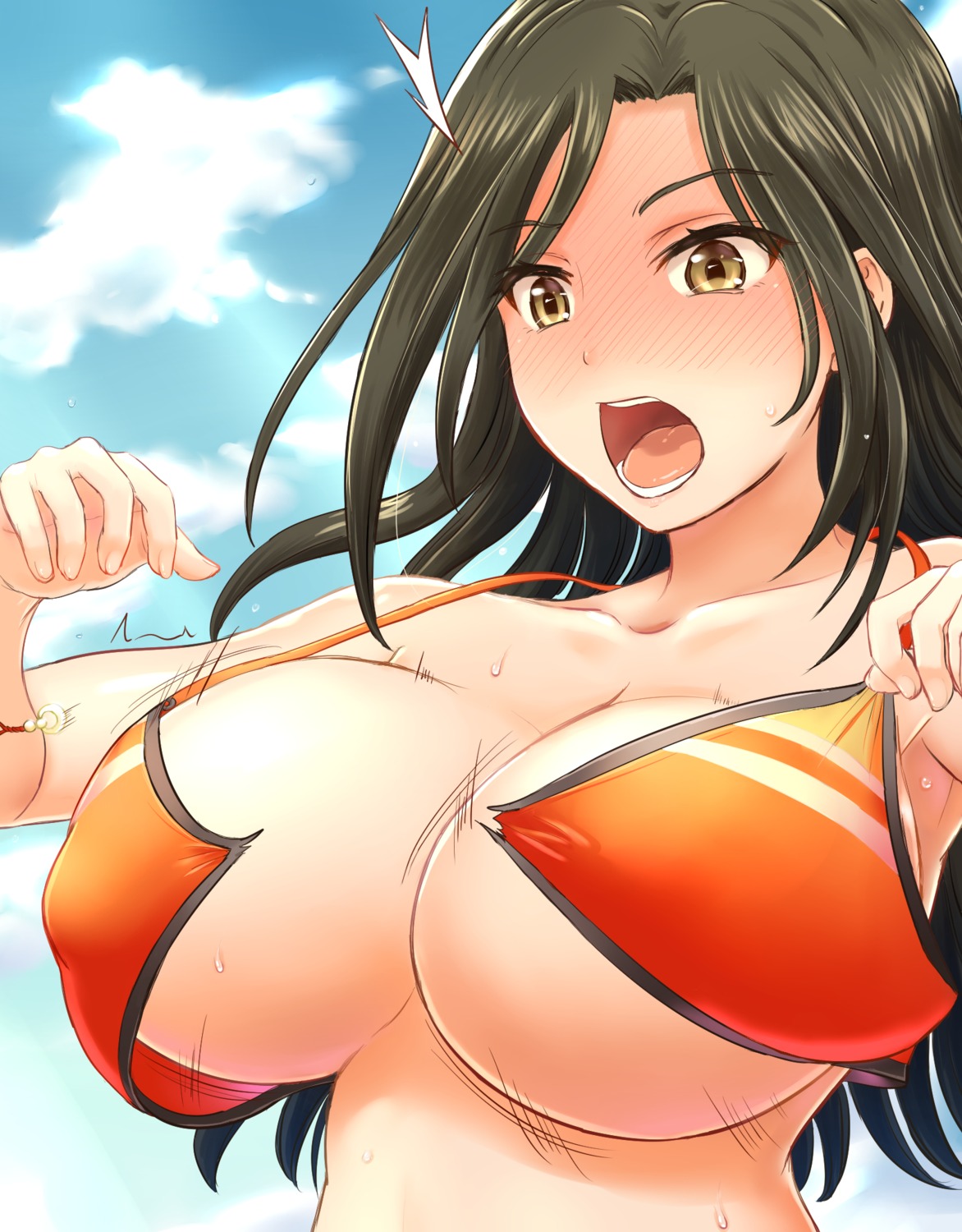 bikini cleavage erect_nipples inanaki_shiki mukai_takumi swimsuits the_idolm@ster the_idolm@ster_cinderella_girls wardrobe_malfunction