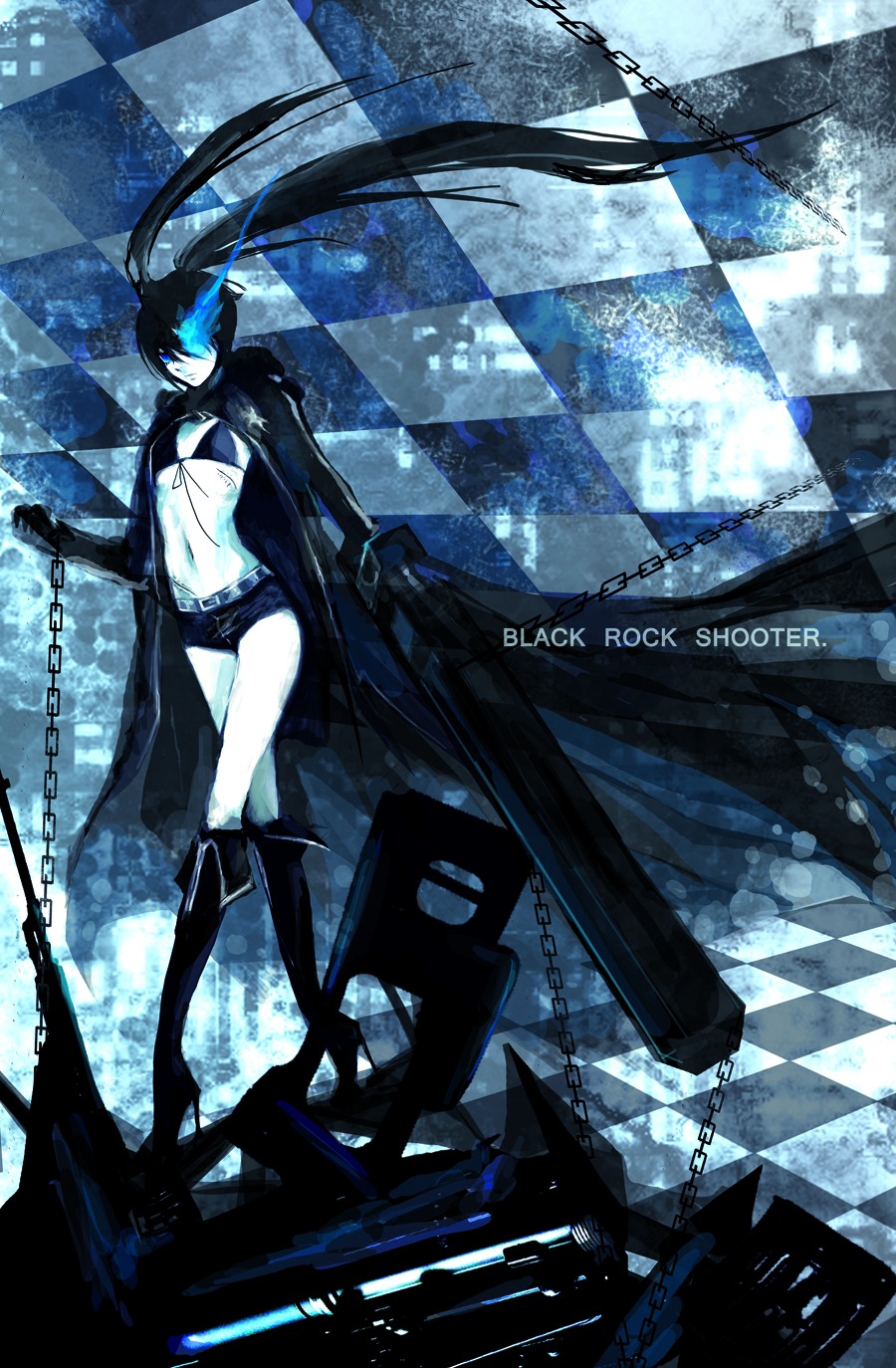 bikini_top black_rock_shooter black_rock_shooter_(character) fishine gun swimsuits vocaloid