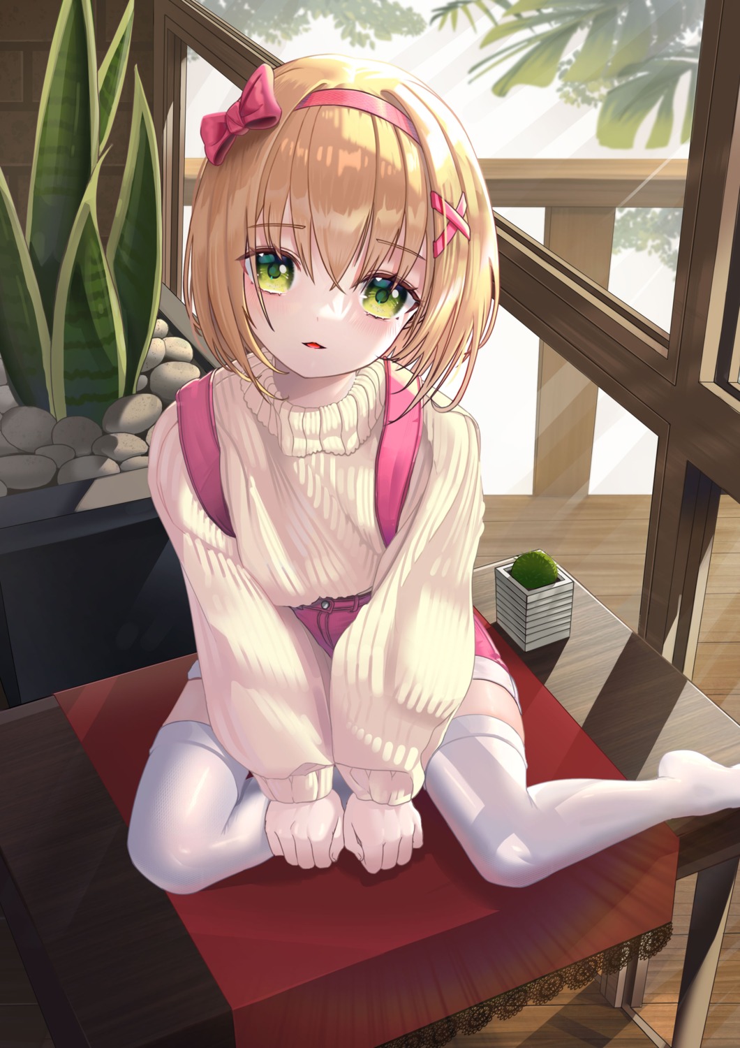 hallo_(rltkdydrltk) sweater thighhighs