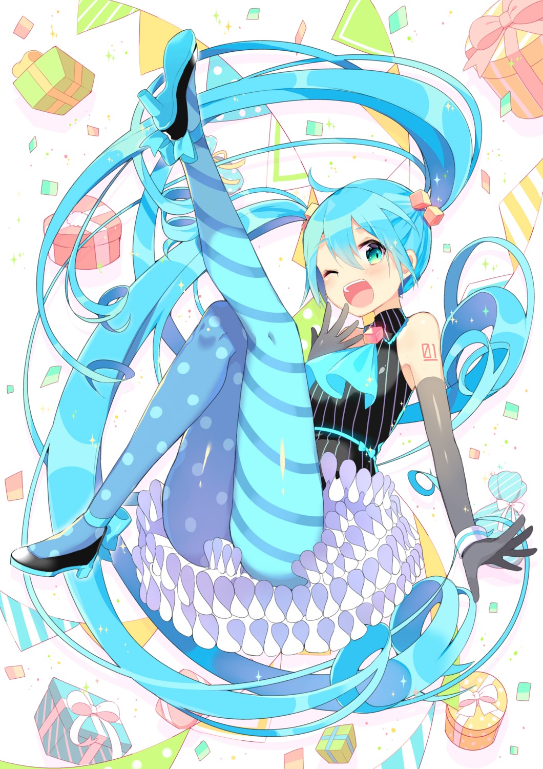 dress hatsune_miku heels ikari pantyhose tattoo vocaloid