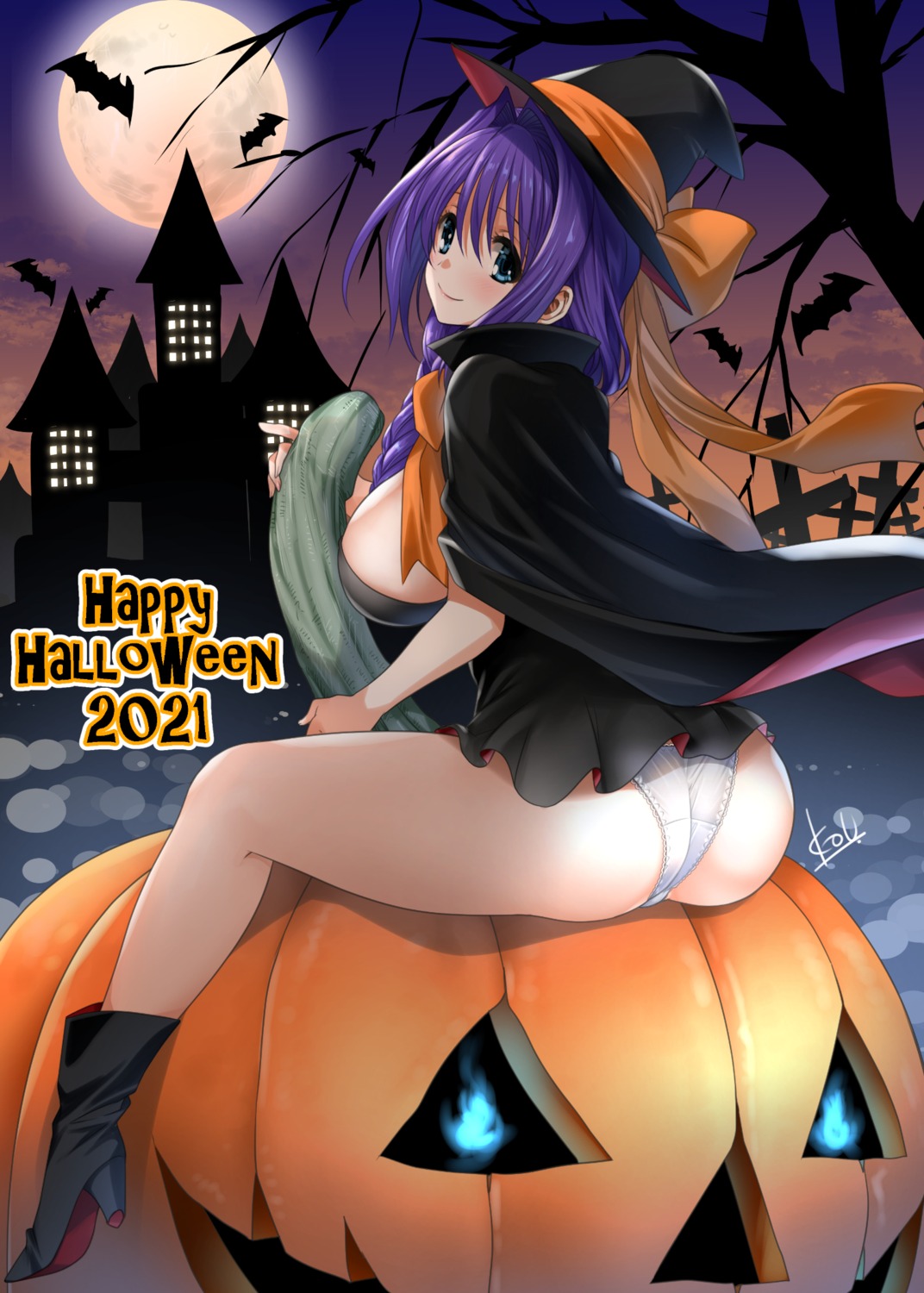 ass halloween heels kanon minase_akiko mitarashi_kousei no_bra pantsu skirt_lift witch