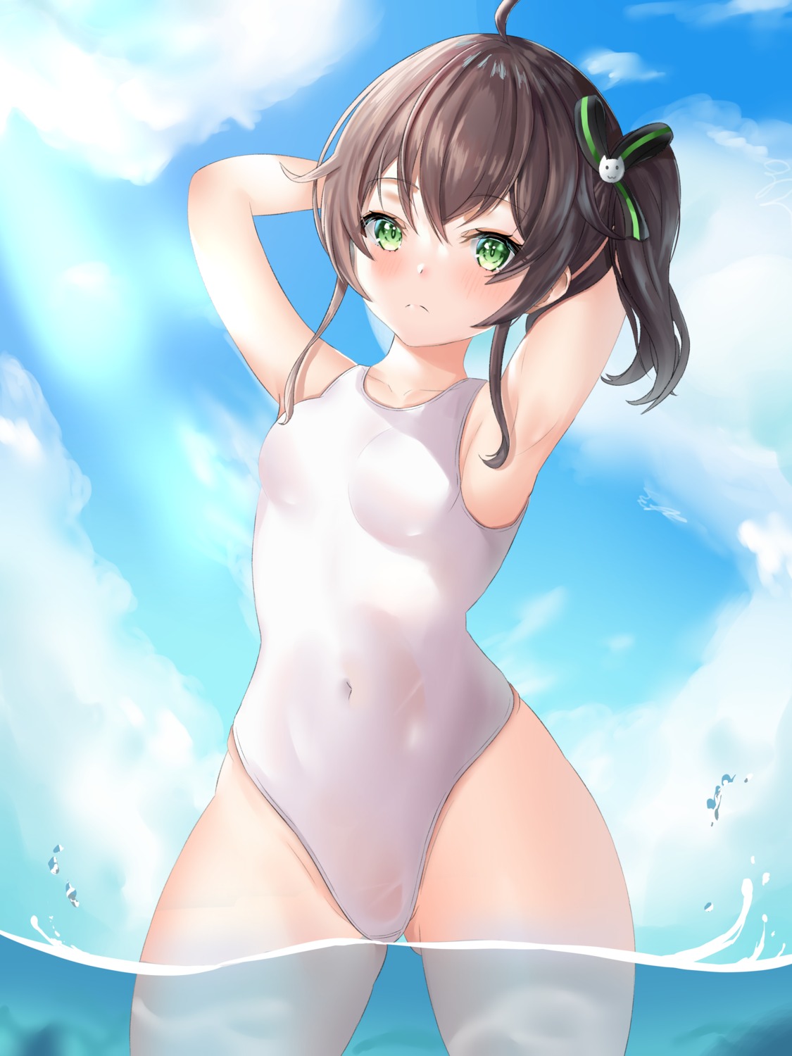 hololive natsuiro_matsuri nekoya_minamo see_through swimsuits wet wet_clothes