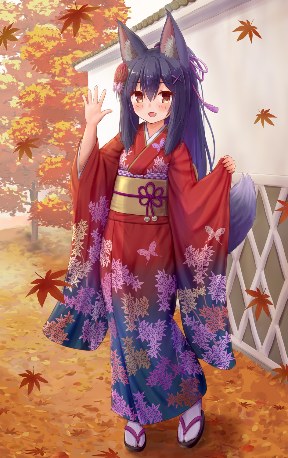 animal_ears iroha_(iroha_matsurika) kimono kitsune tail