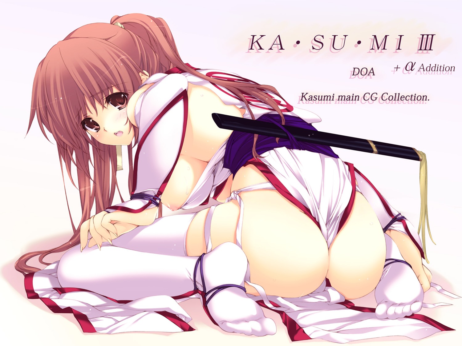 ass dead_or_alive iizuki_tasuku kasumi nipple_slip nipples thighhighs wallpaper