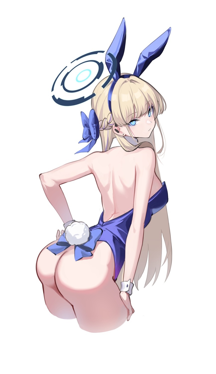 animal_ears ass asuma_toki blue_archive bunny_ears halo no_bra nopan spider_apple tail