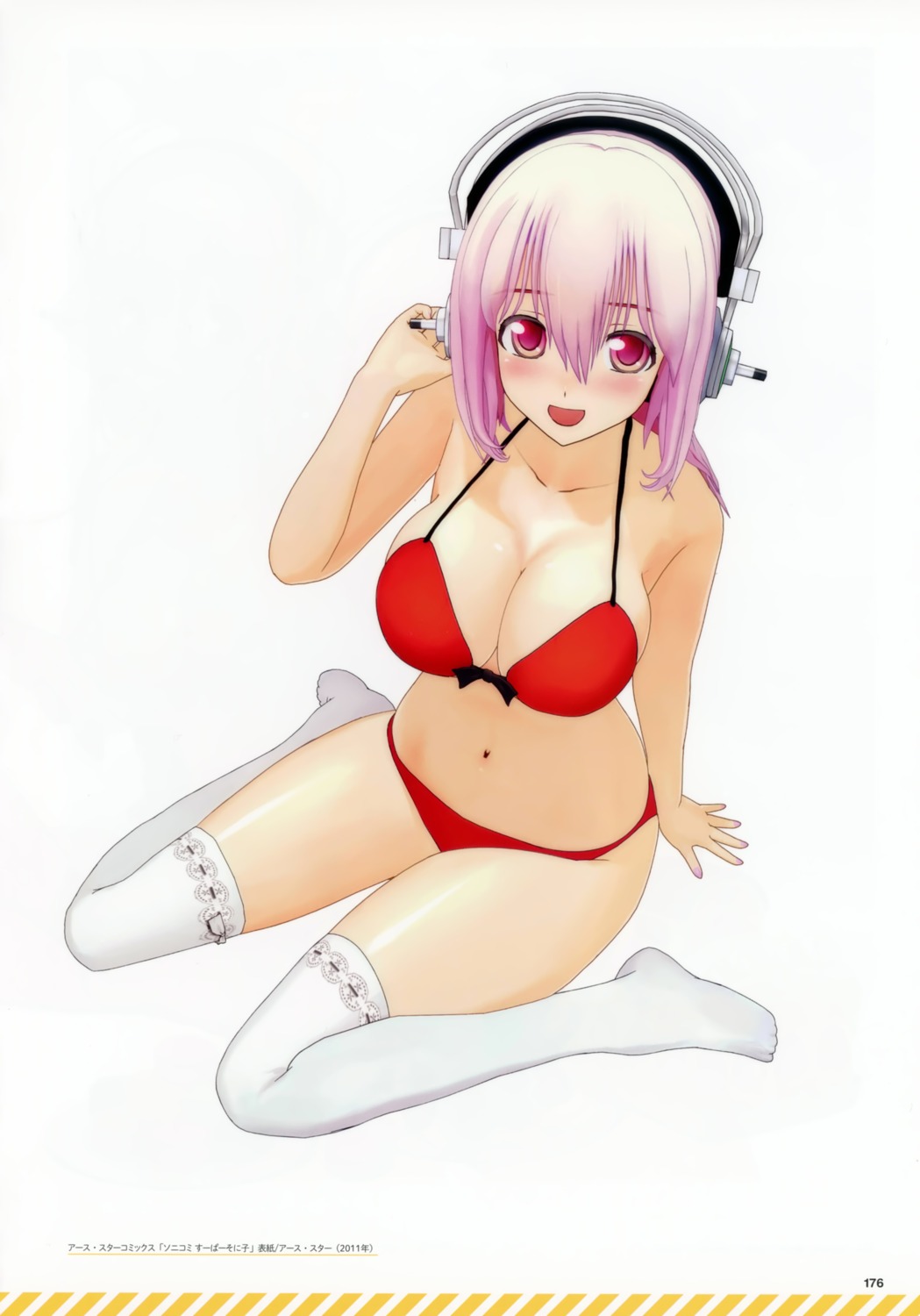 bikini bleed_through headphones sonico super_sonico swimsuits thighhighs tsuji_santa