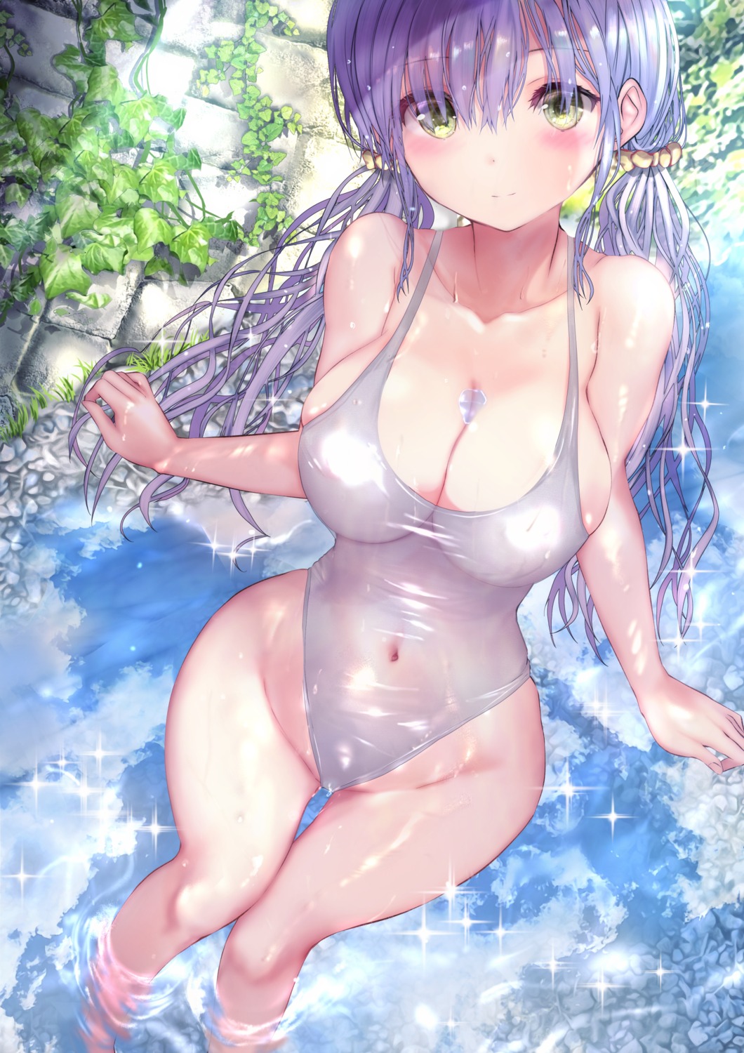 censored ogata_tei see_through swimsuits wet