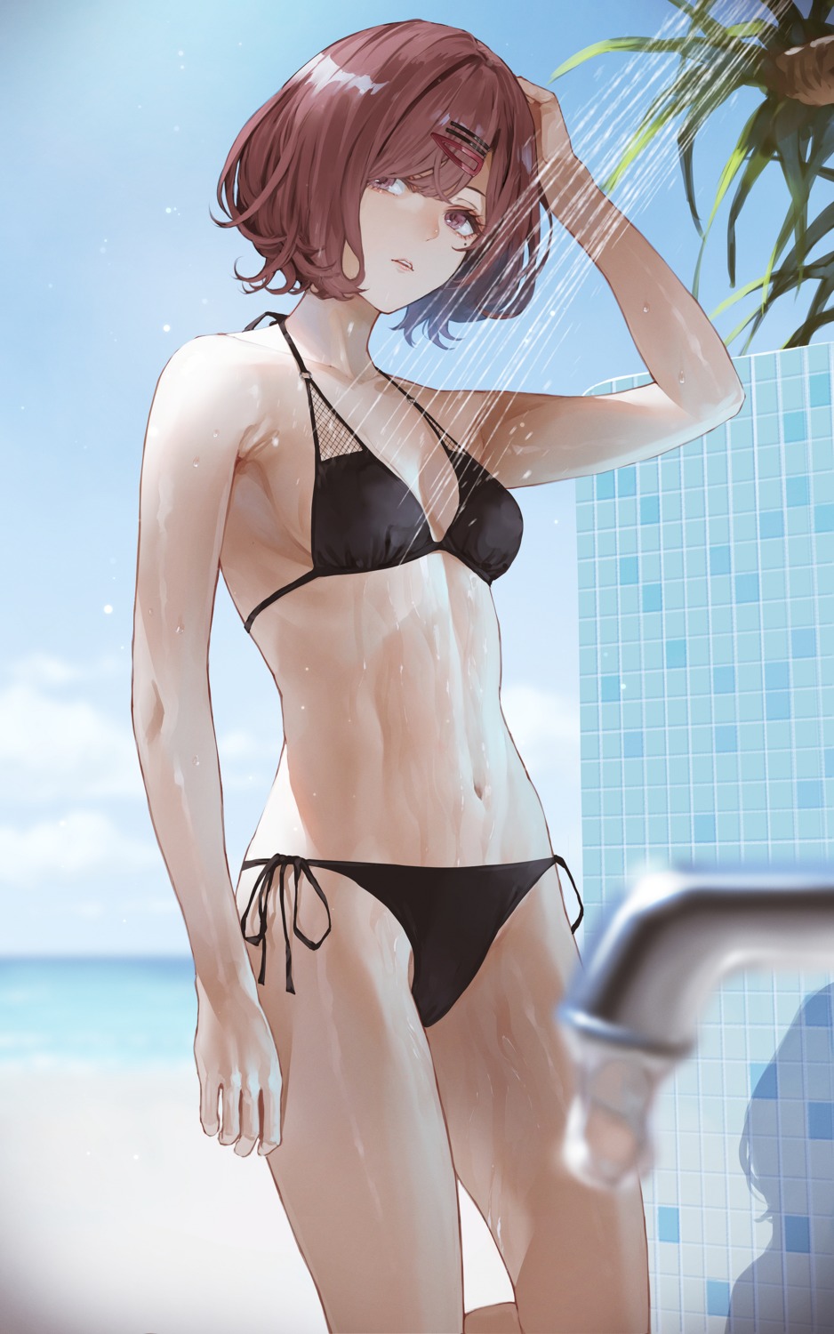 bathing bikini higuchi_madoka kaoming swimsuits the_idolm@ster the_idolm@ster_shiny_colors wet