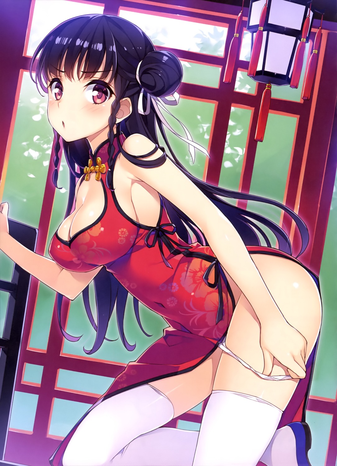 chinadress cleavage mmu pantsu panty_pull thighhighs undressing