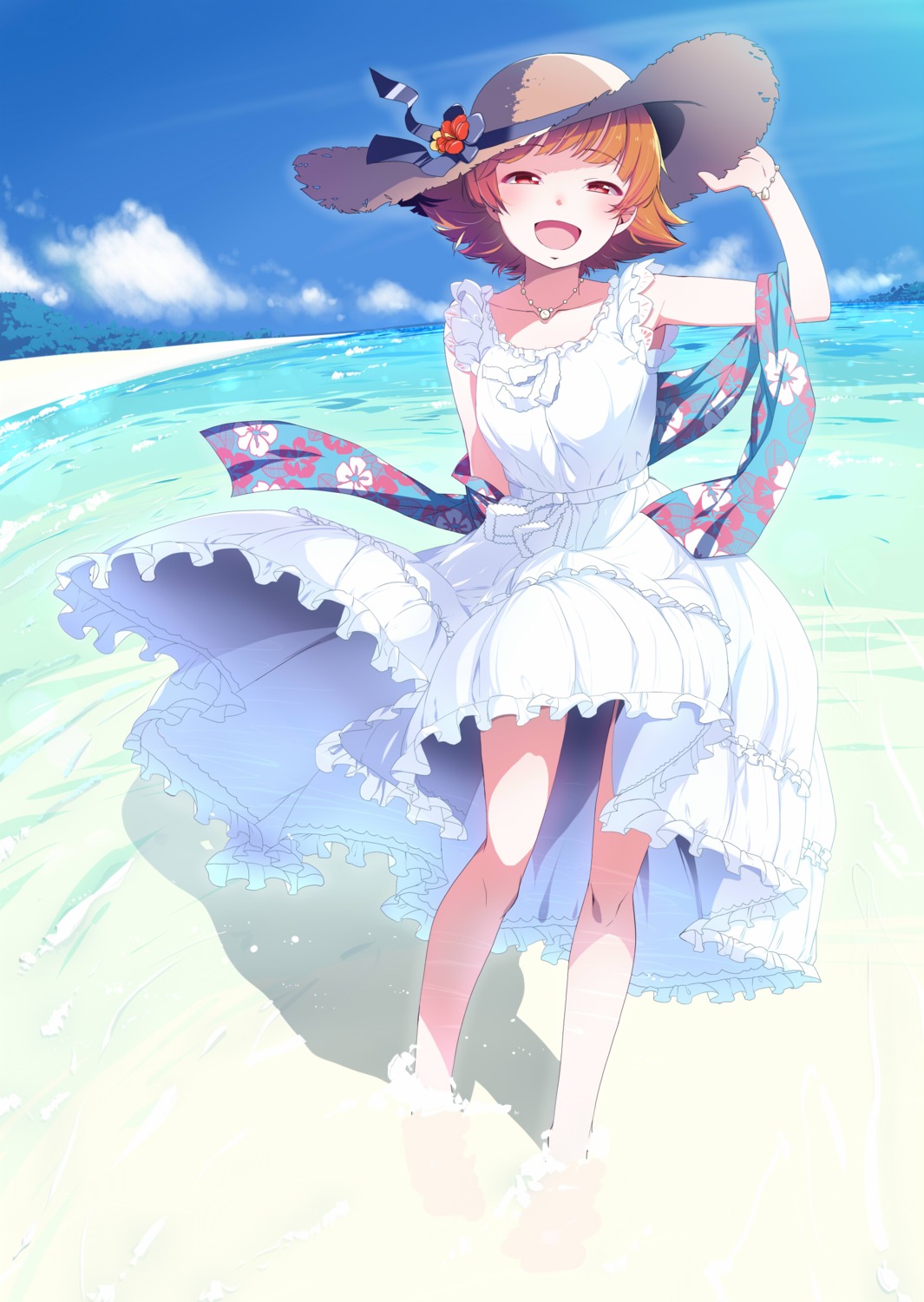 dress natsumi_akira nonohara_akane summer_dress the_idolm@ster the_idolm@ster_million_live! wet