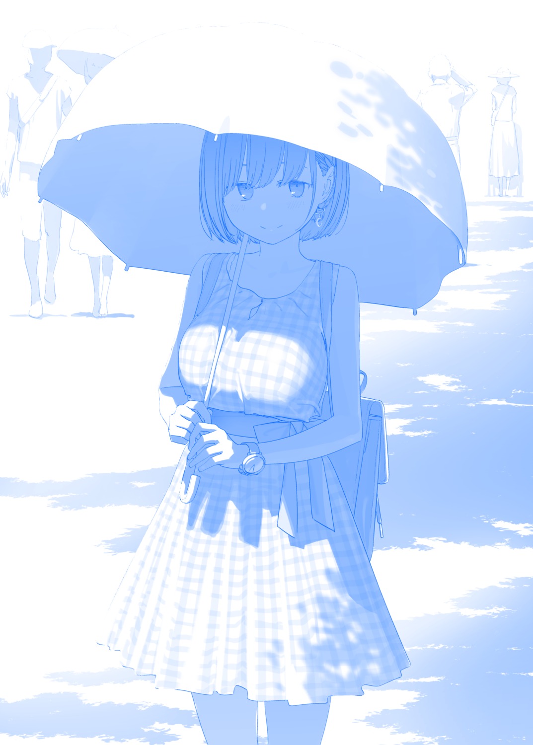 ai-chan_(getsuyoubi_no_tawawa) dress getsuyoubi_no_tawawa himura_kiseki monochrome summer_dress umbrella