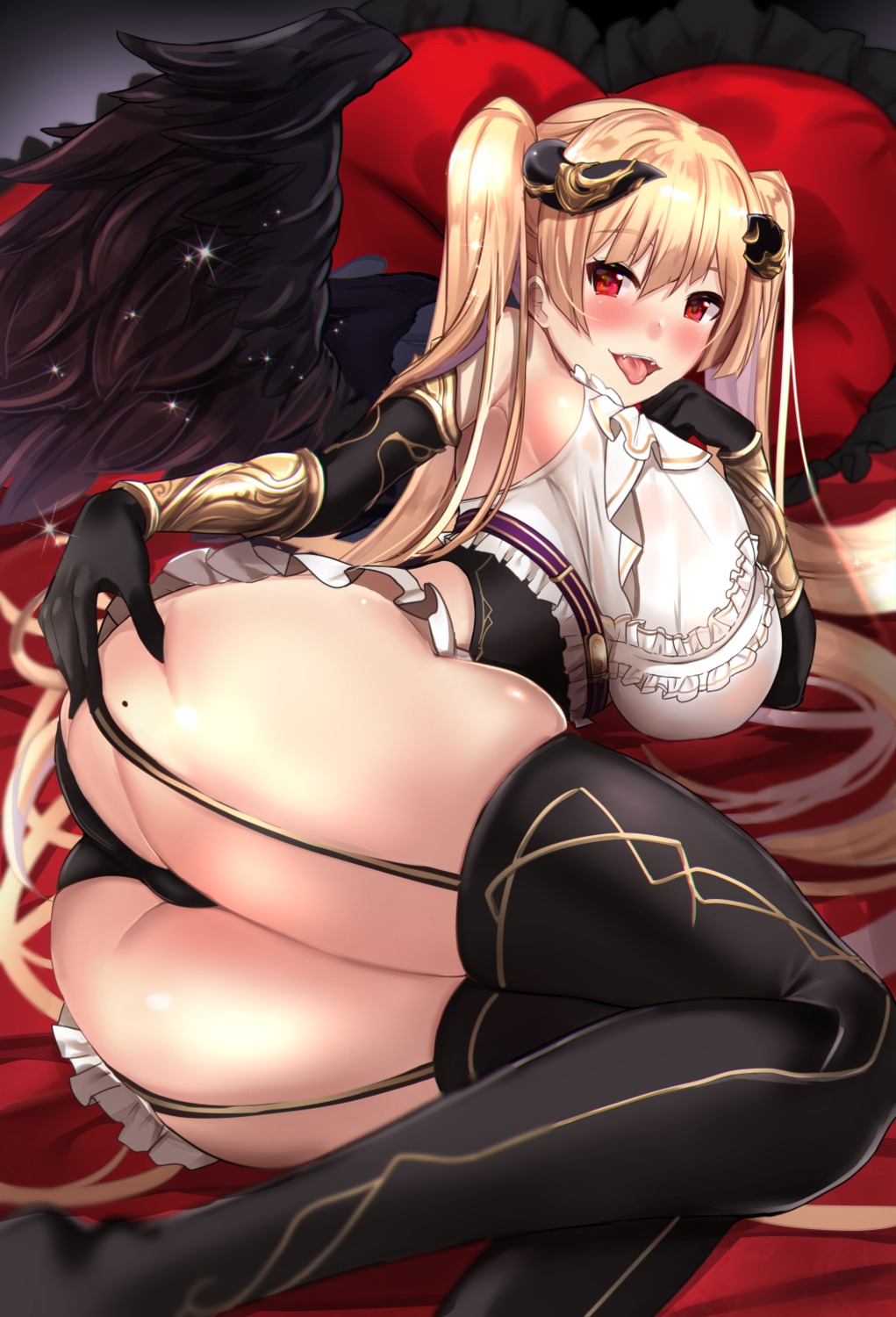 ass ass_grab horns pantsu see_through stockings thighhighs untsue wings