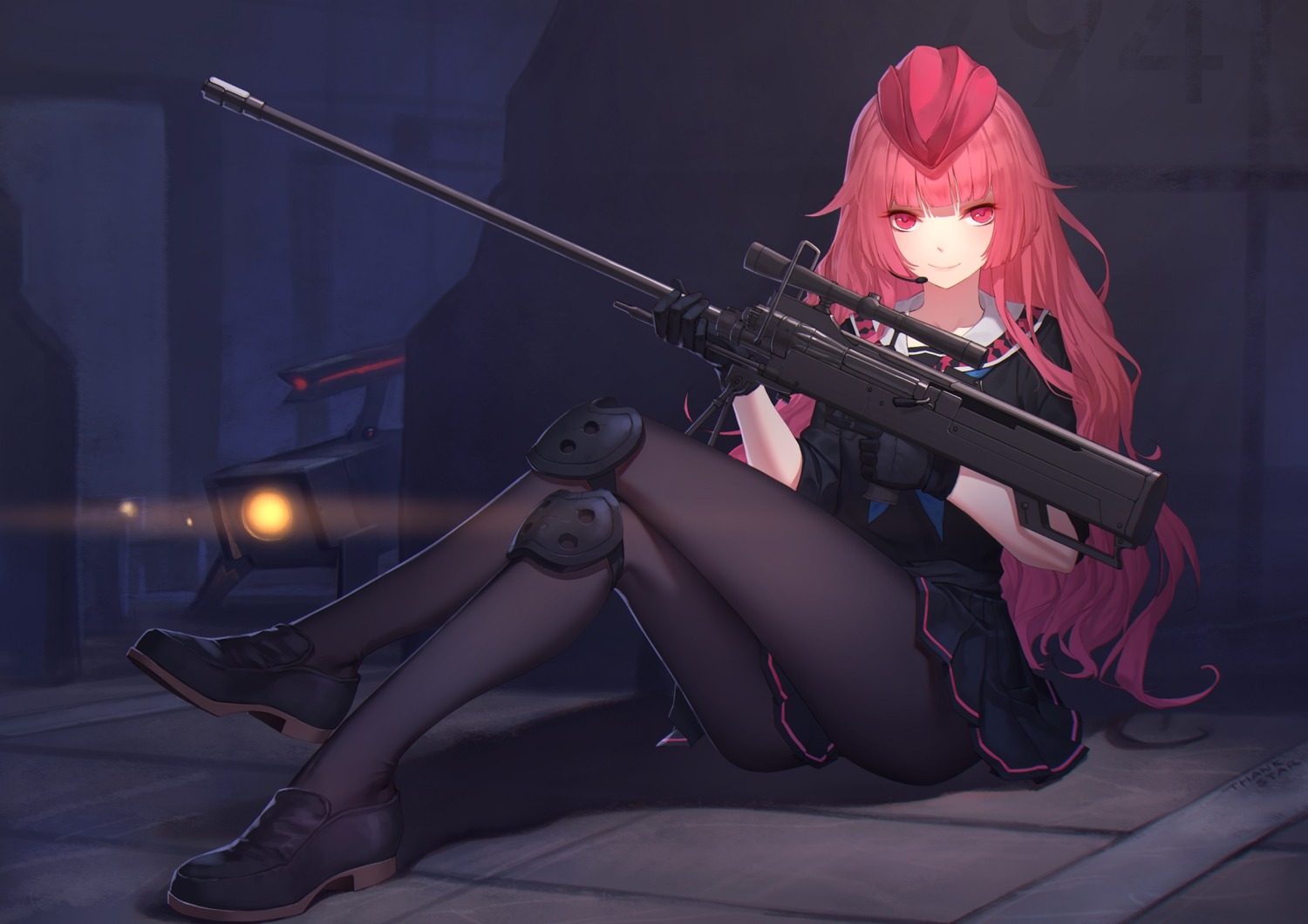 girls_frontline gun ntw-20_(girls_frontline) pantyhose seifuku thank_star