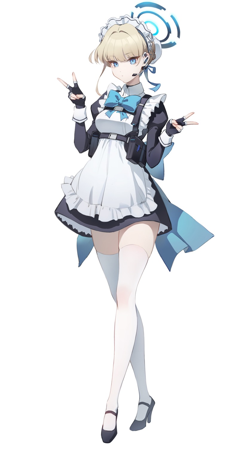 asuma_toki bilibilida blue_archive halo headphones heels maid thighhighs