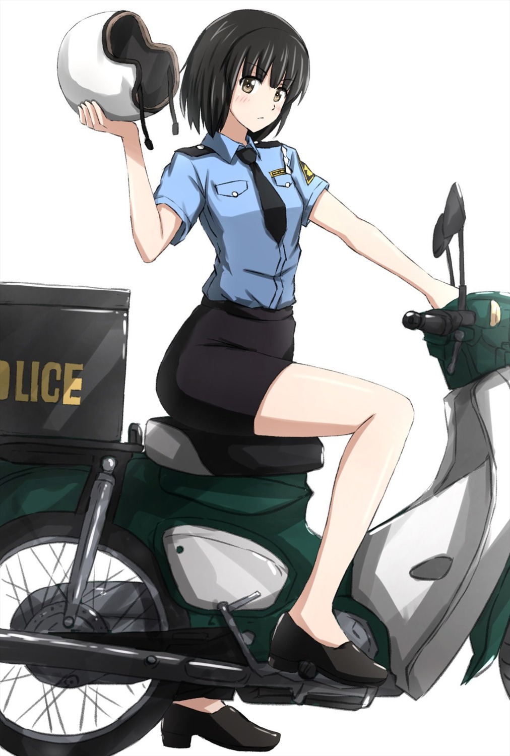 koguma_(super_cub) omachi_(slabco) police_uniform super_cub