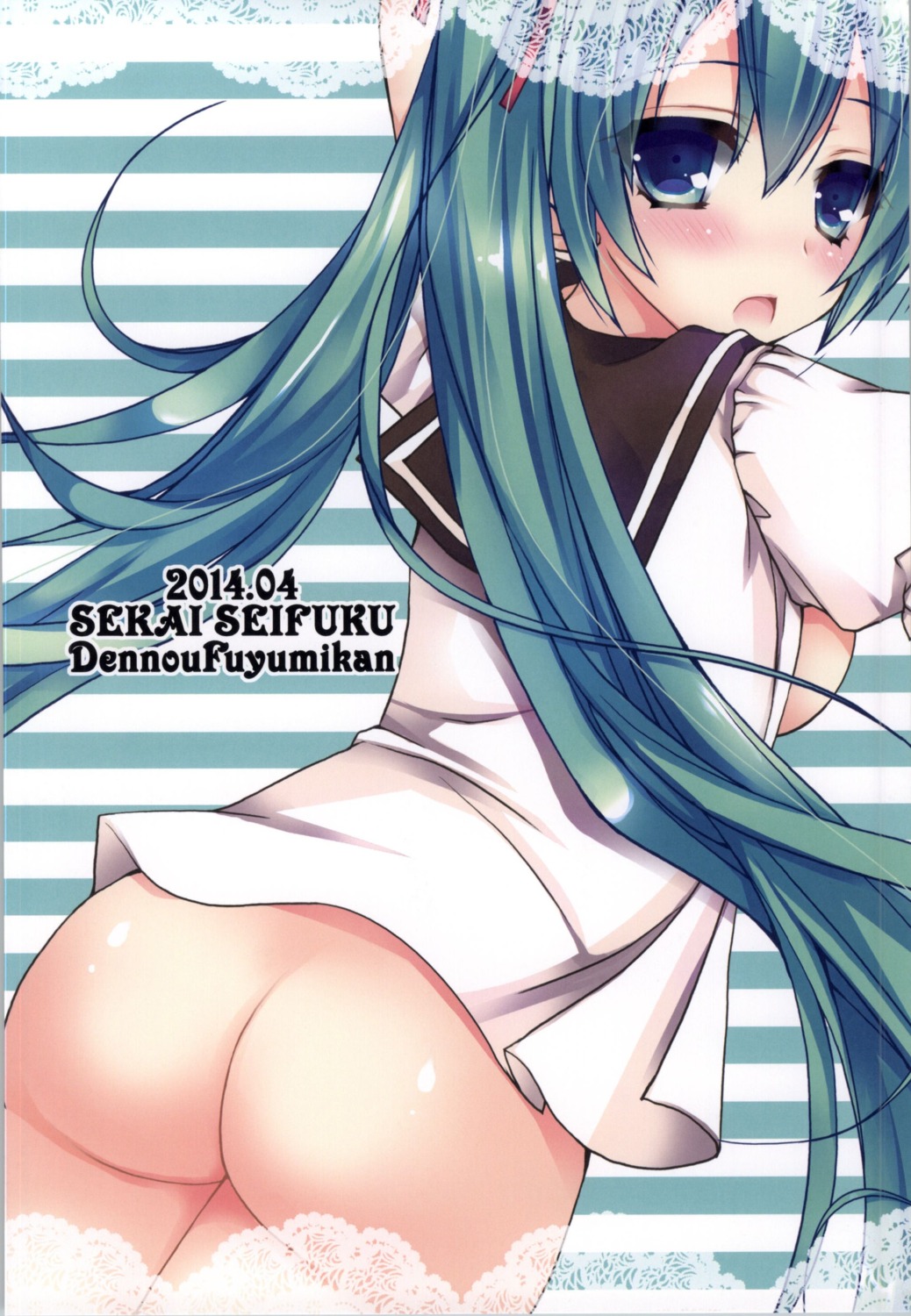 ass bottomless dennou_fuyu_mikan hatsune_miku no_bra open_shirt seifuku ueda_rieko vocaloid