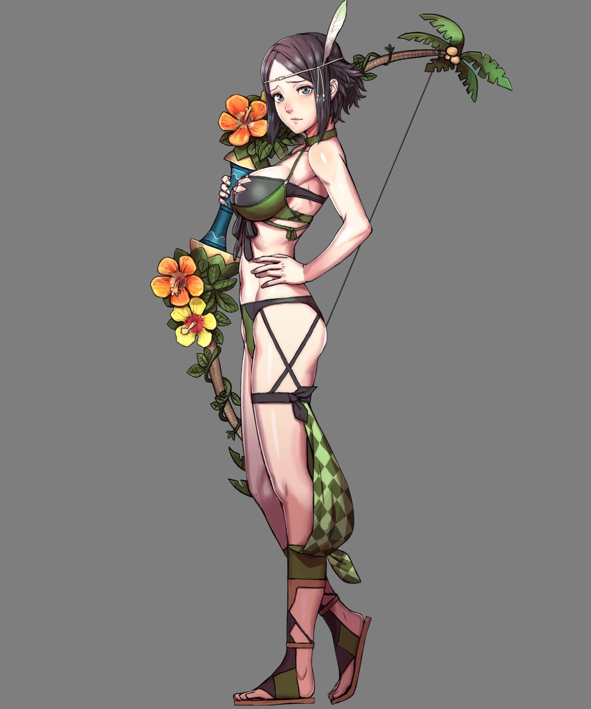 ass bikini_armor cleavage fire_emblem fire_emblem_heroes fire_emblem_kakusei kusakihara_toshiyuki_(intelligent_systems) nintendo noire_(fire_emblem) transparent_png weapon