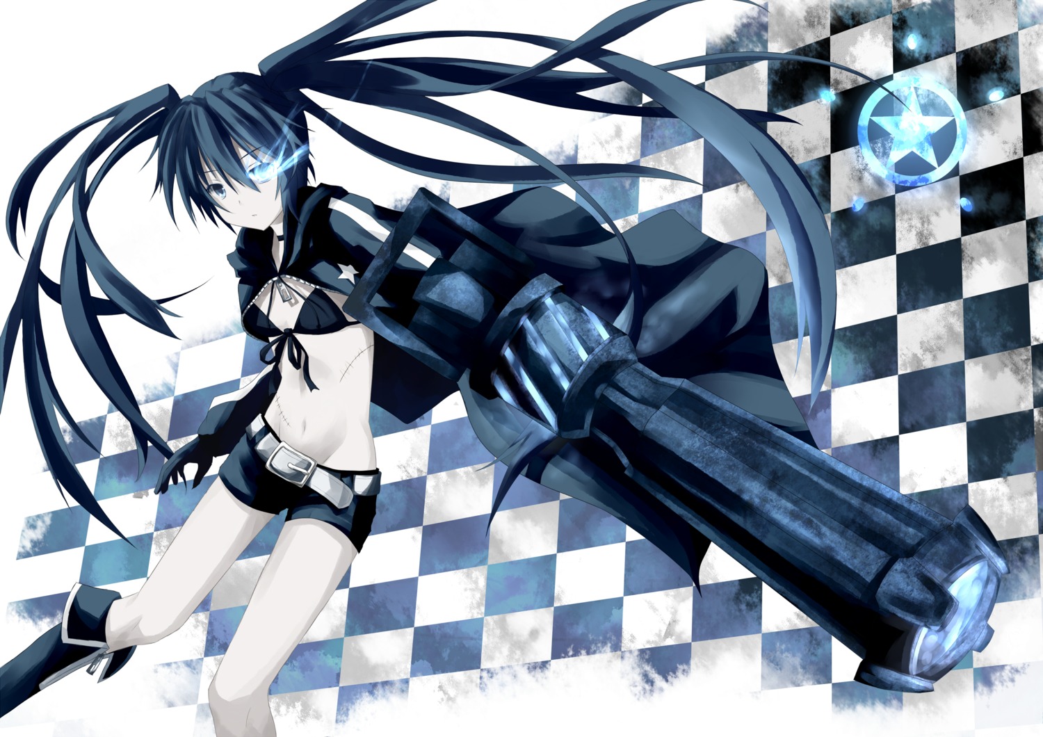 bikini_top black_rock_shooter black_rock_shooter_(character) gun samegami swimsuits vocaloid