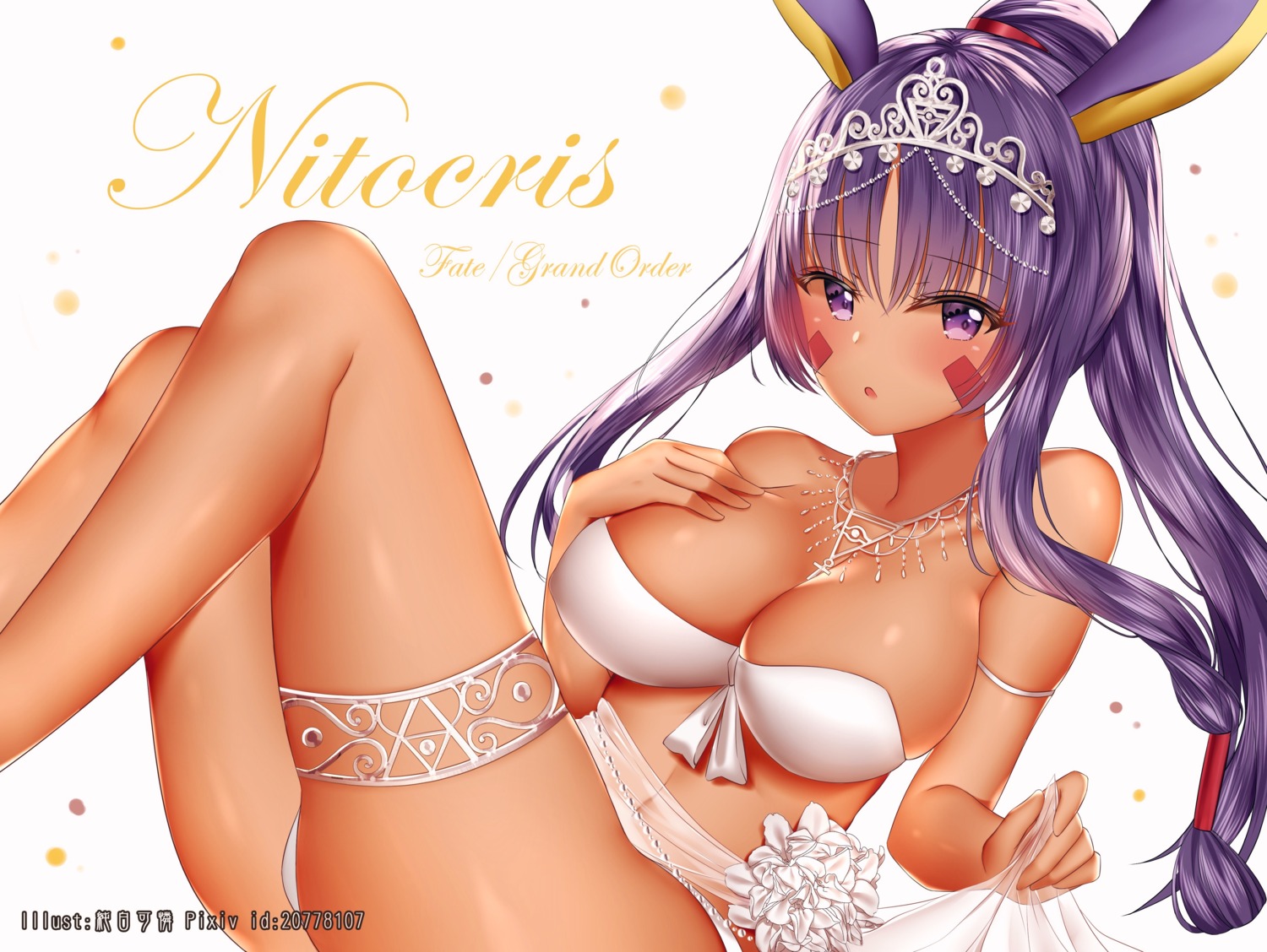 animal_ears bikini bunny_ears cleavage fate/grand_order garter junpaku_karen nitocris_(fate/grand_order) swimsuits thong