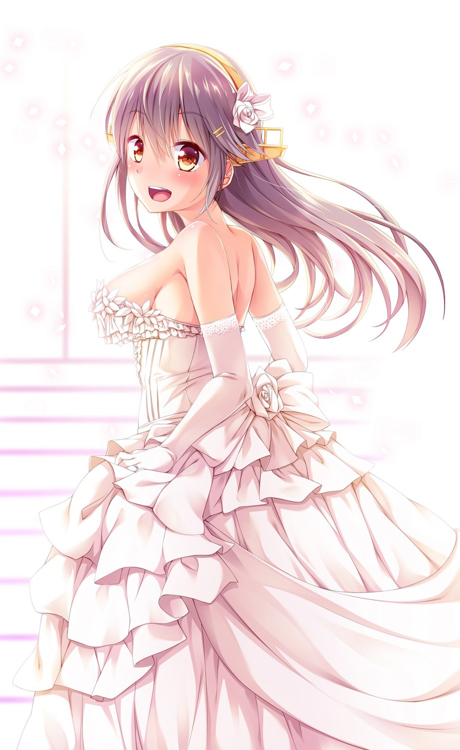 dress haruna_(kancolle) kantai_collection wedding_dress yuumaru_(you-mya)