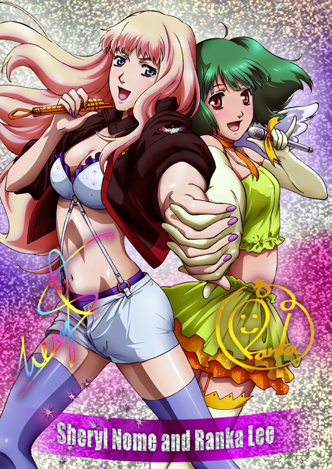 cleavage macross macross_frontier ranka_lee sheryl_nome thighhighs