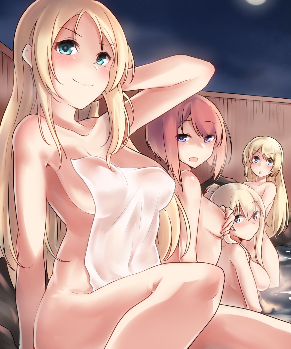 bathing breast_hold kantai_collection kiritto naked onsen towel wet