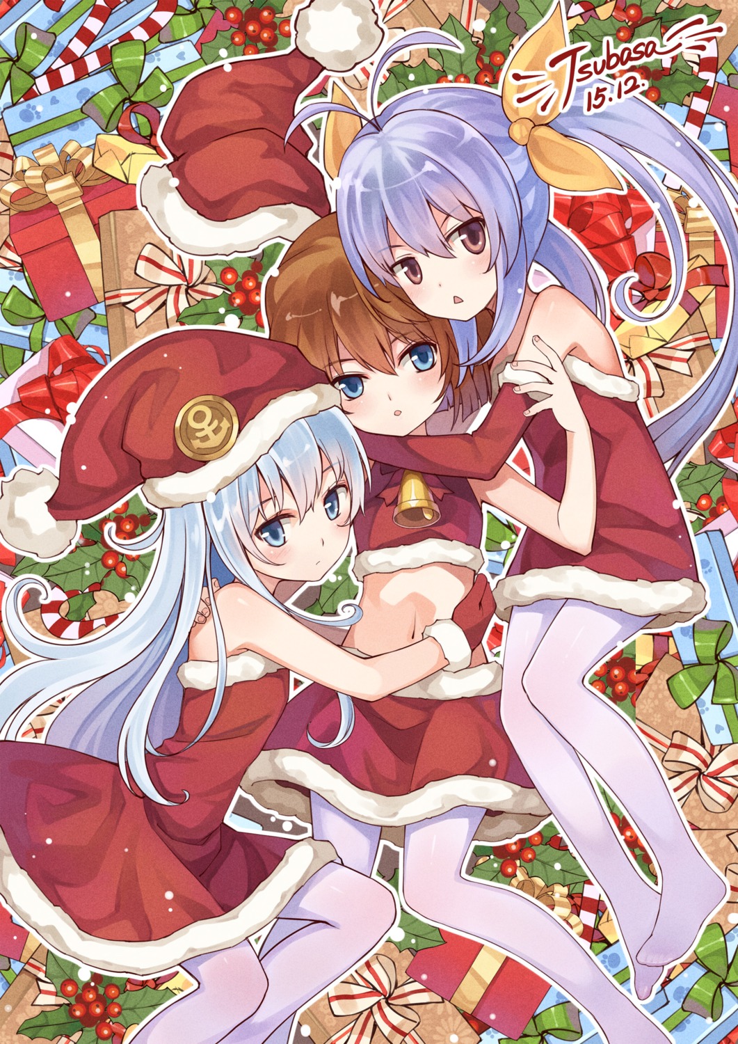 christmas dress haibara_ai hibiki_(kancolle) kantai_collection meitantei_conan miyauchi_renge non_non_biyori pantyhose tsubasa_tsubasa