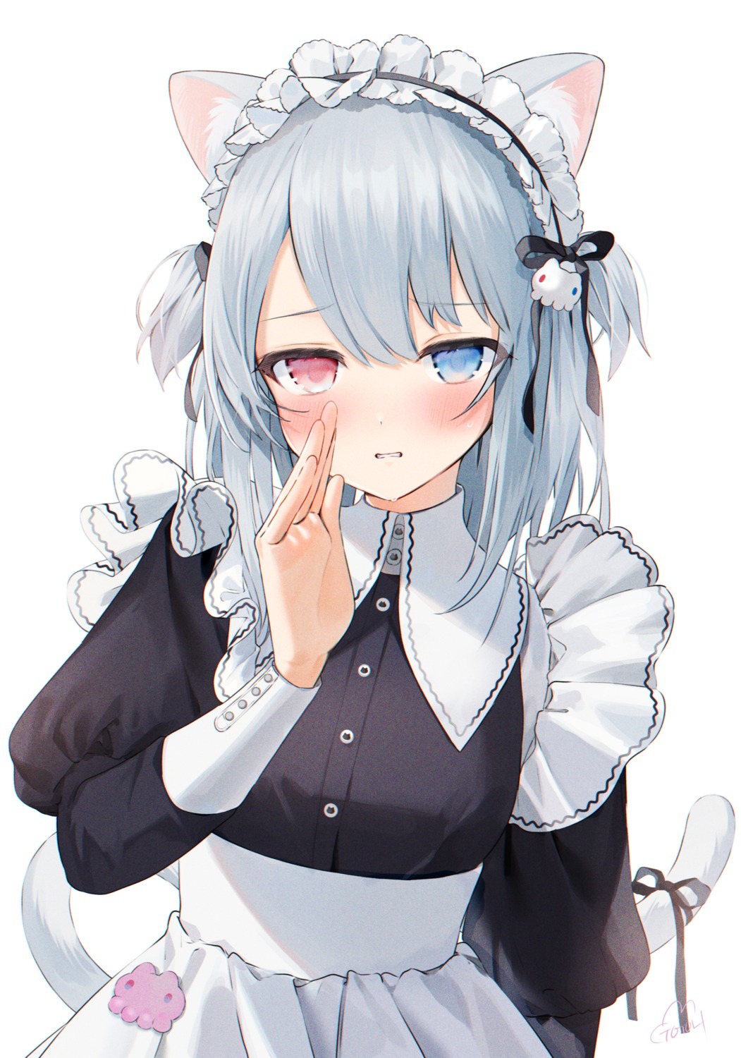 animal_ears gotou_(nekocat) heterochromia maid nekomimi tail