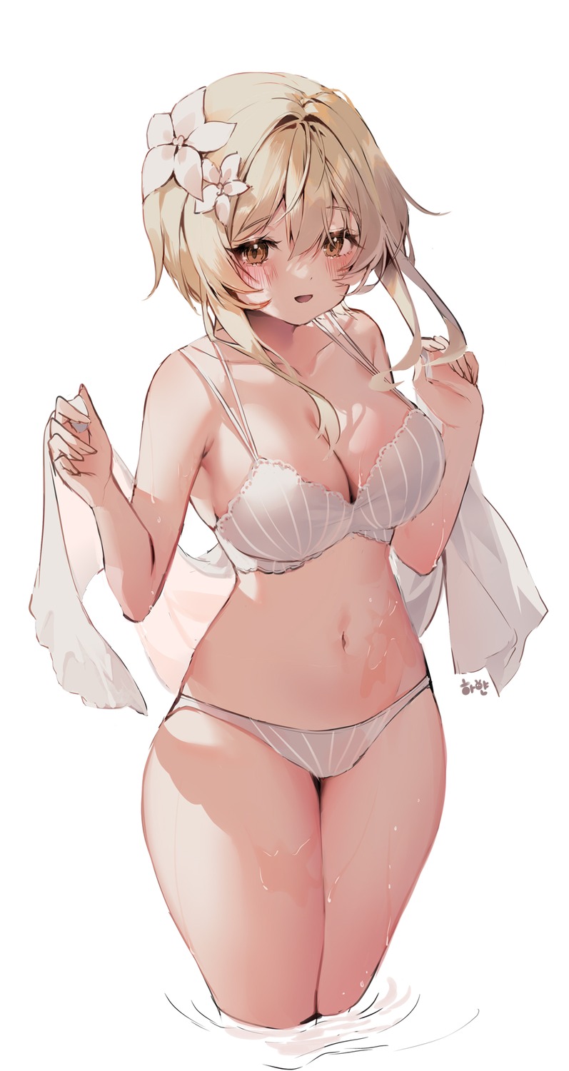 bikini genshin_impact lumine shiro_albino swimsuits wet