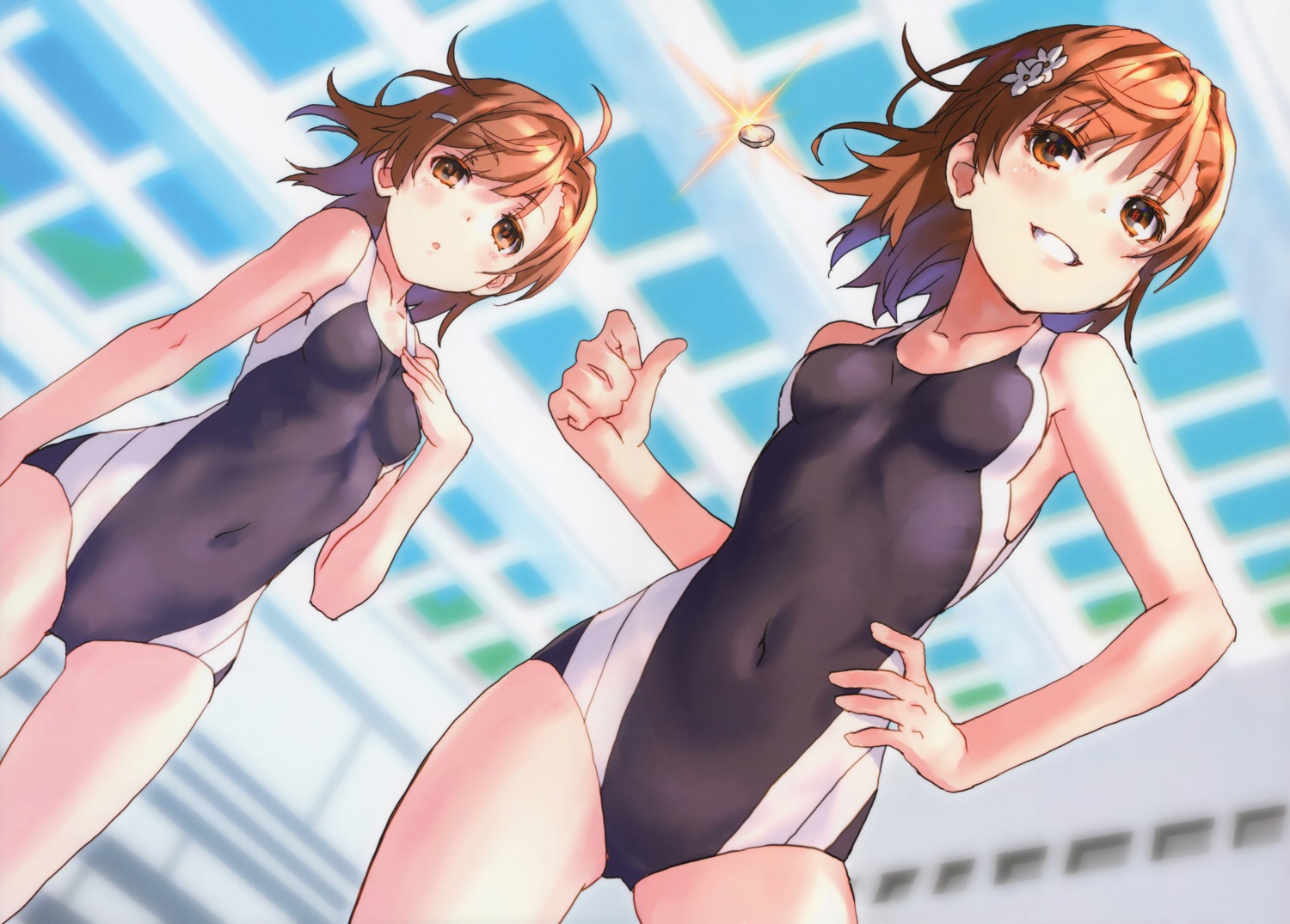 misaka_imouto misaka_mikoto raika9 swimsuits to_aru_kagaku_no_railgun to_aru_majutsu_no_index