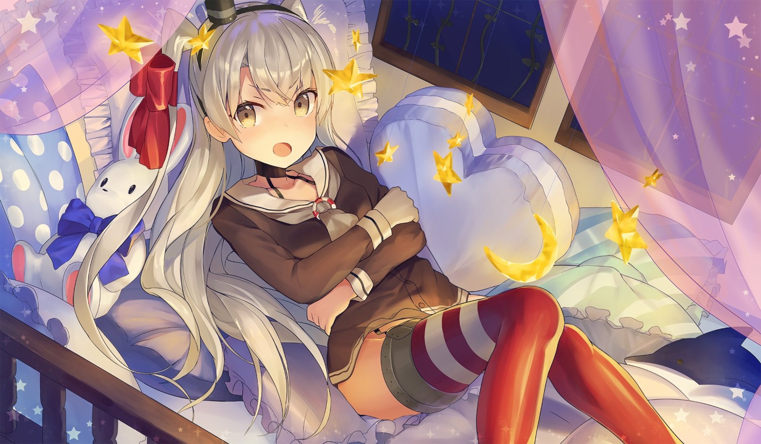 amatsukaze_(kancolle) kantai_collection nanotaro seifuku stockings thighhighs