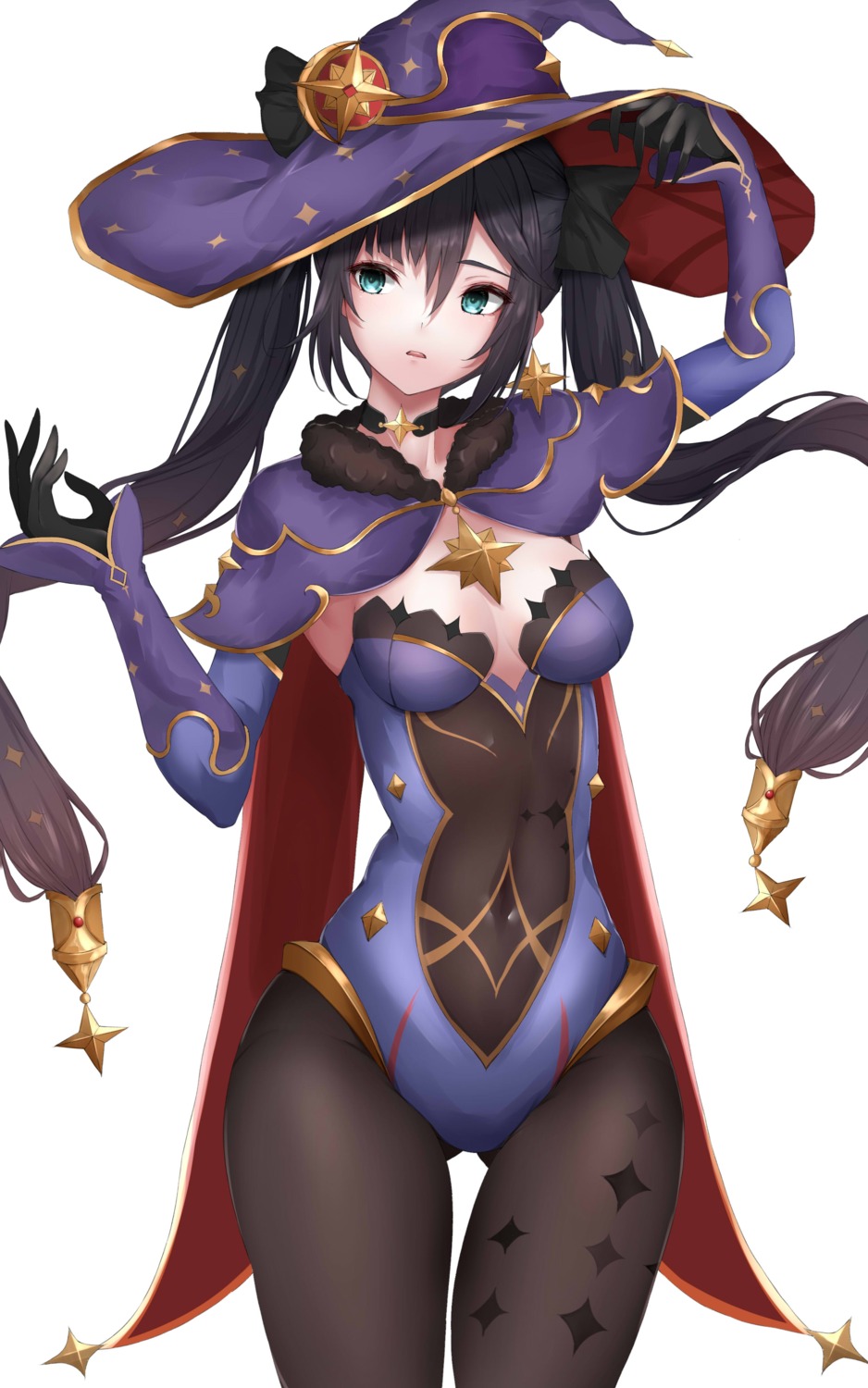 351_rane genshin_impact leotard mona_megistus no_bra pantyhose witch