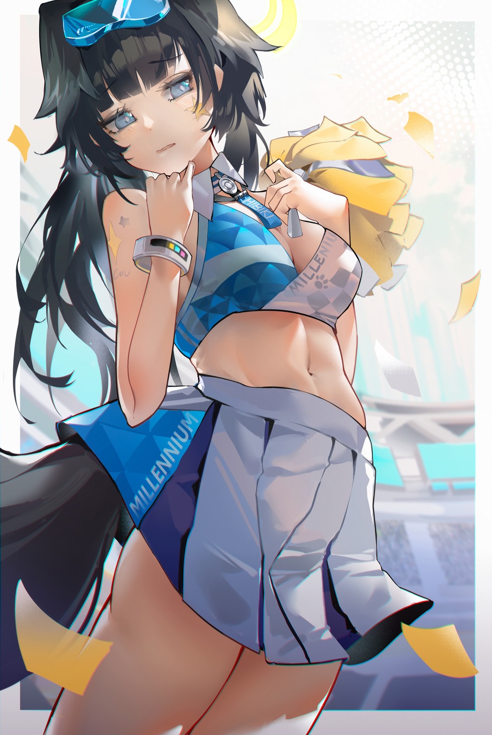 animal_ears blue_archive cheerleader cocoil_82 halo inumimi nekozuka_hibiki tail tattoo