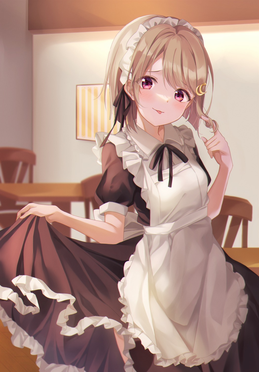 depe love_live!_nijigasaki_high_school_idol_club maid nakasu_kasumi skirt_lift