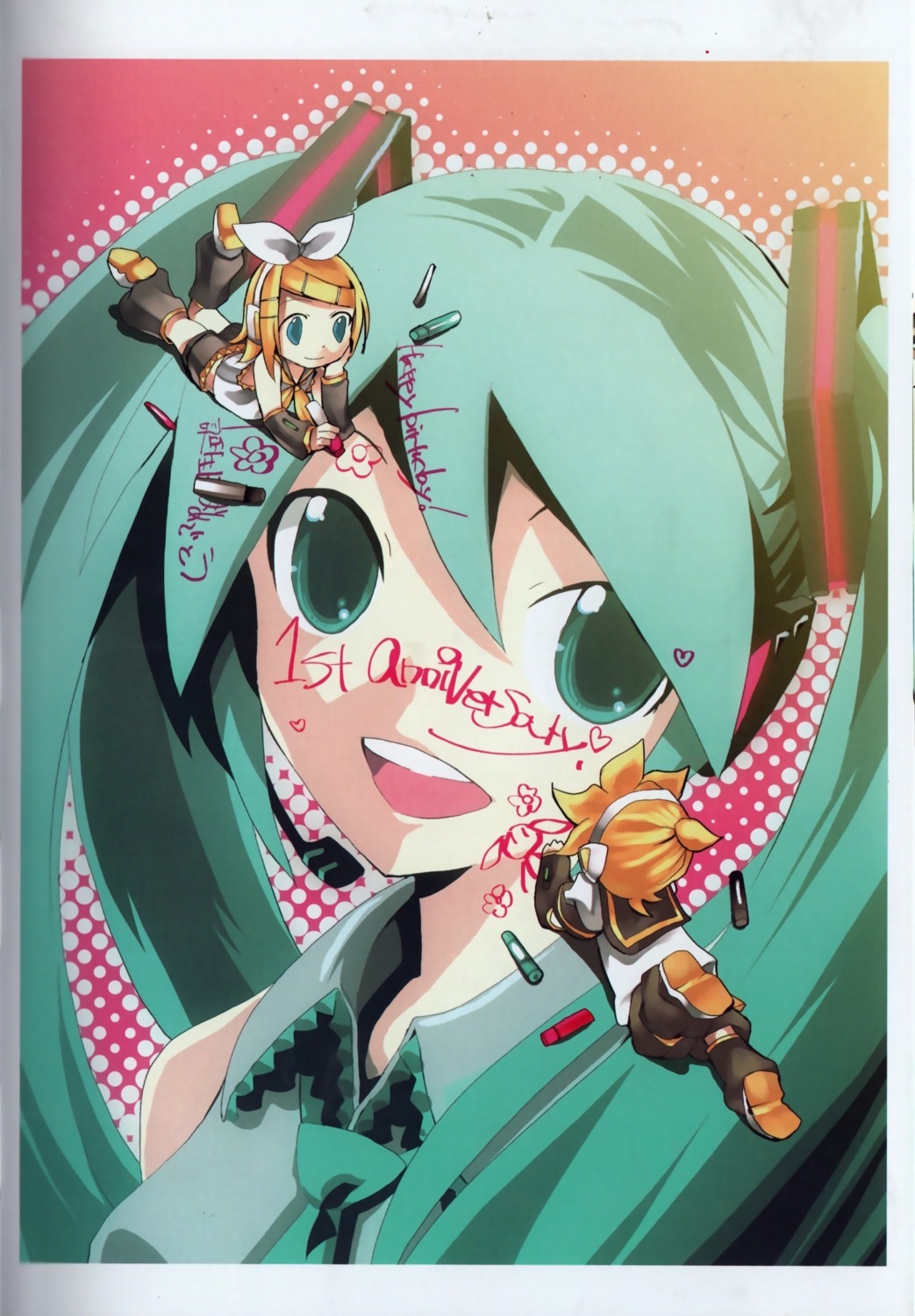 hatsune_miku headphones kagamine_len kagamine_rin kei seifuku vocaloid