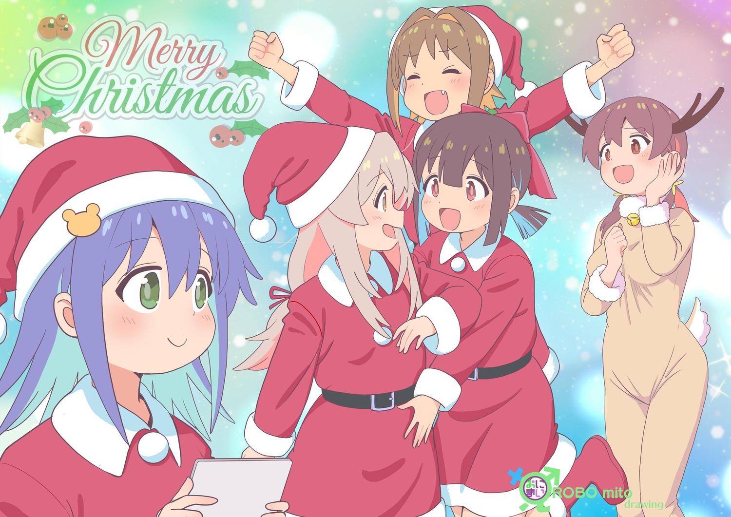 animal_ears christmas dress genderswap horns murosaki_miyo oka_asahi onii-chan_wa_oshimai! oyama_mahiro robomito tail tenkawa_nayuta