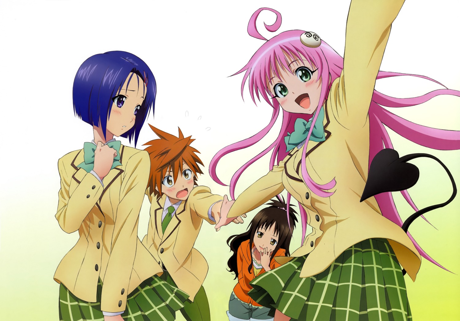 kobayashi_chizuru lala_satalin_deviluke sairenji_haruna seifuku tail to_love_ru yuuki_mikan yuuki_rito