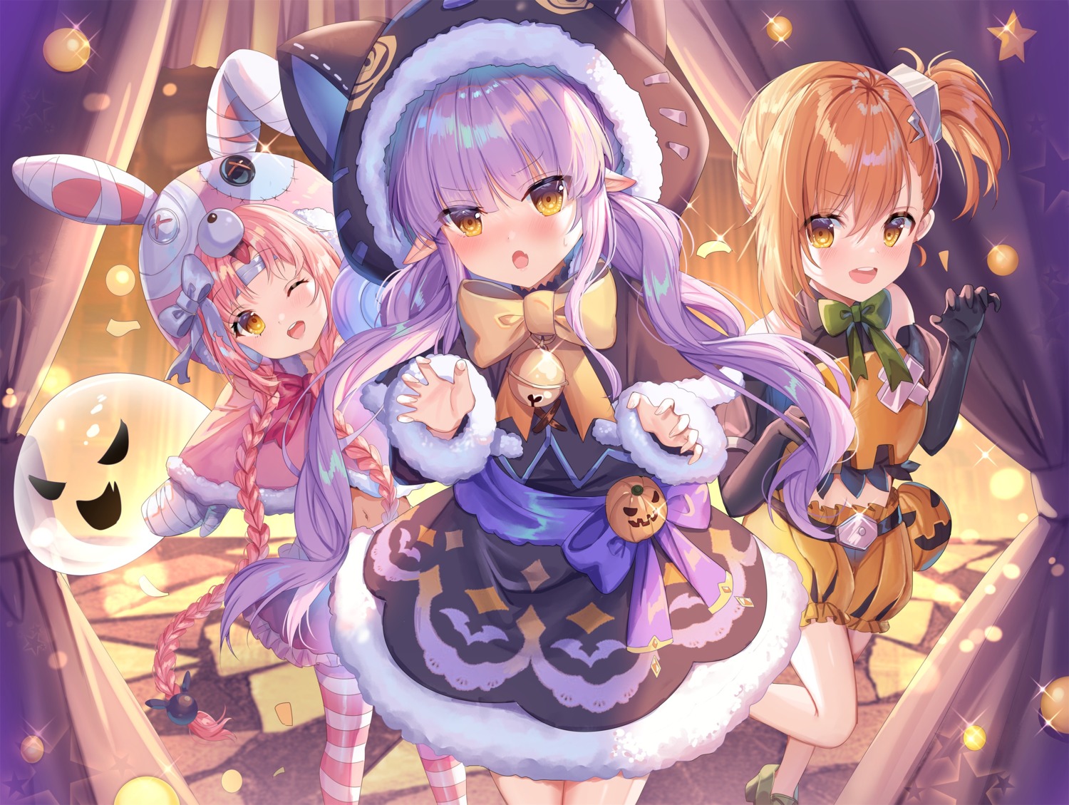 akane_mimi animal_ears bandages bloomers bunny_ears halloween hikawa_kyouka hodaka_misogi pointy_ears princess_connect princess_connect!_re:dive shanguier