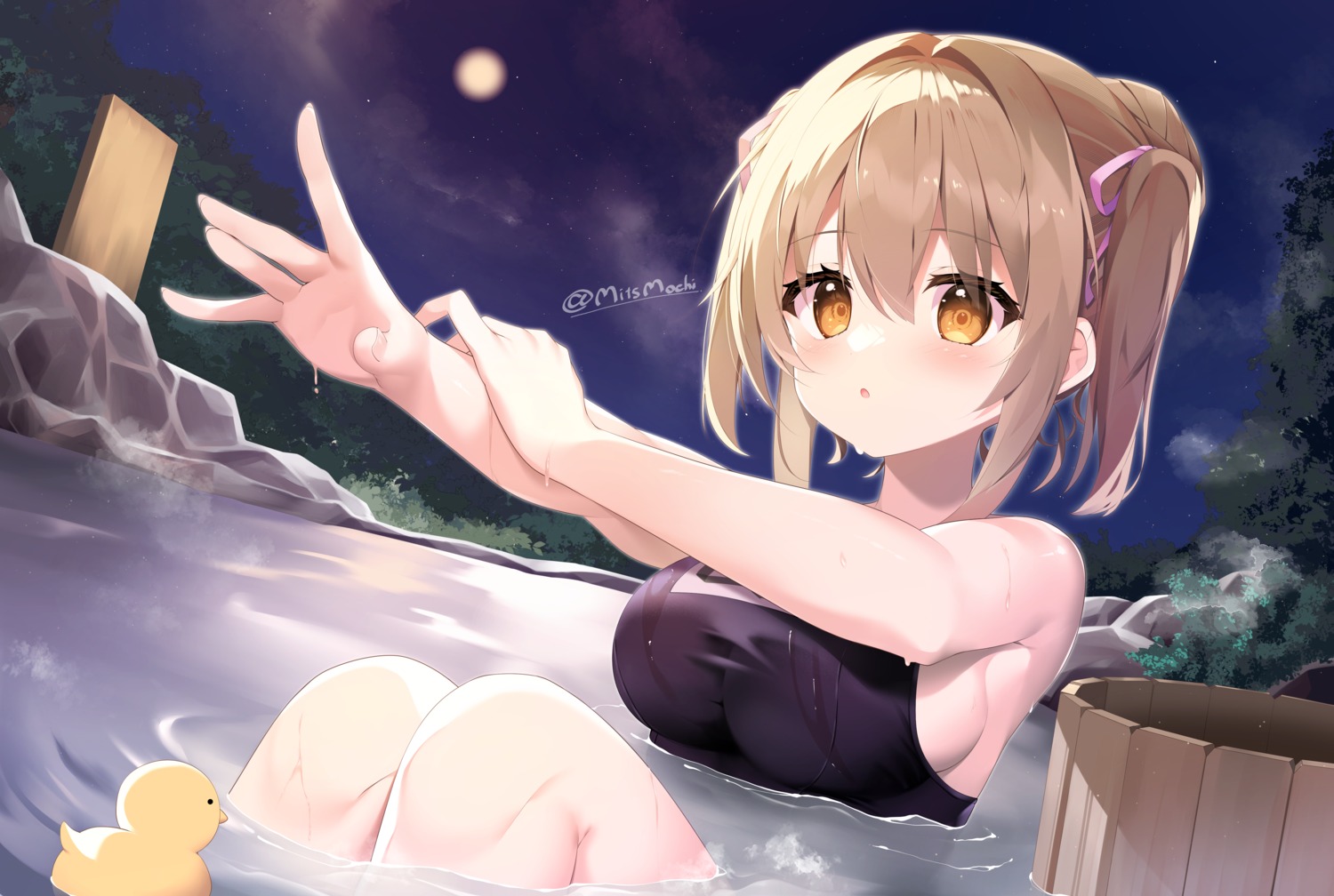 bathing maritaki onsen school_swimsuit swimsuits wet