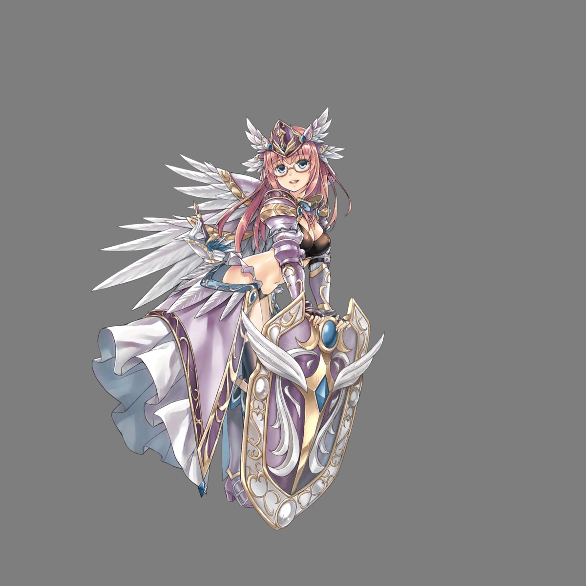 armor bikini_armor cleavage erect_nipples heels hoshi_no_girls_odyssey megane transparent_png wings