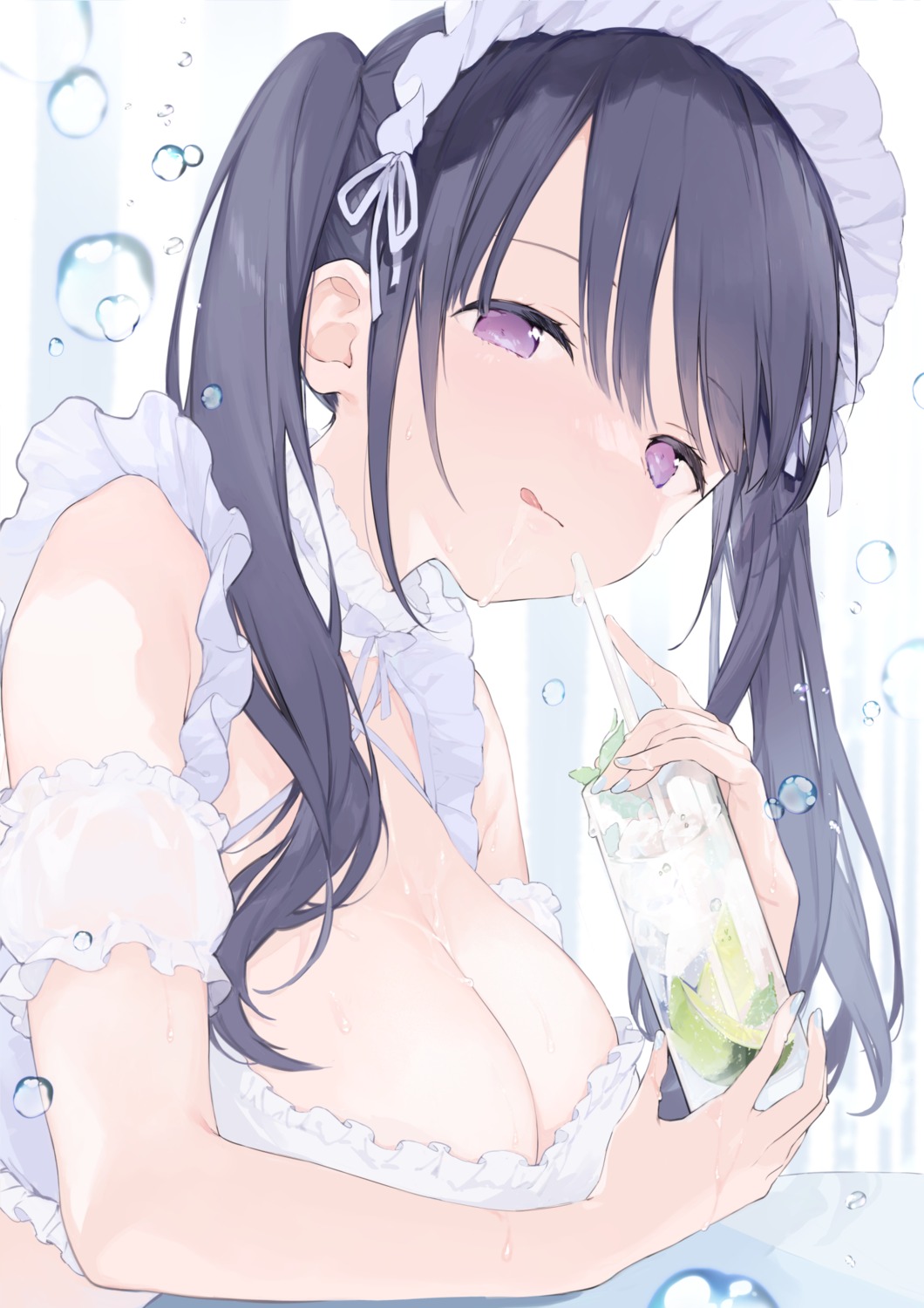 cleavage fujiyama maid no_bra wet