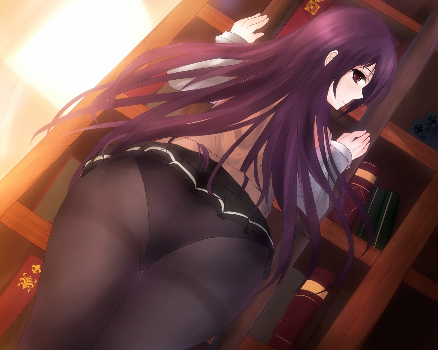 ass fate/grand_order fate/stay_night pantsu pantyhose scathach_(fate/grand_order) seifuku wormleft