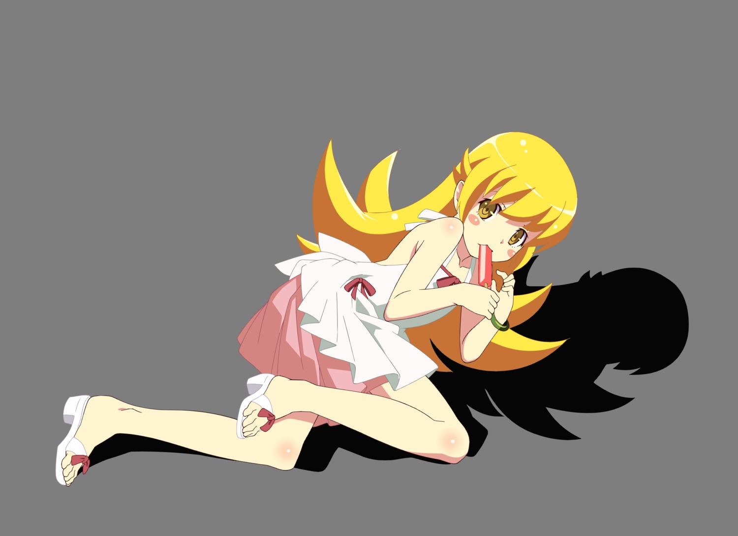 bakemonogatari dress heels monogatari_(series) oshino_shinobu summer_dress transparent_png