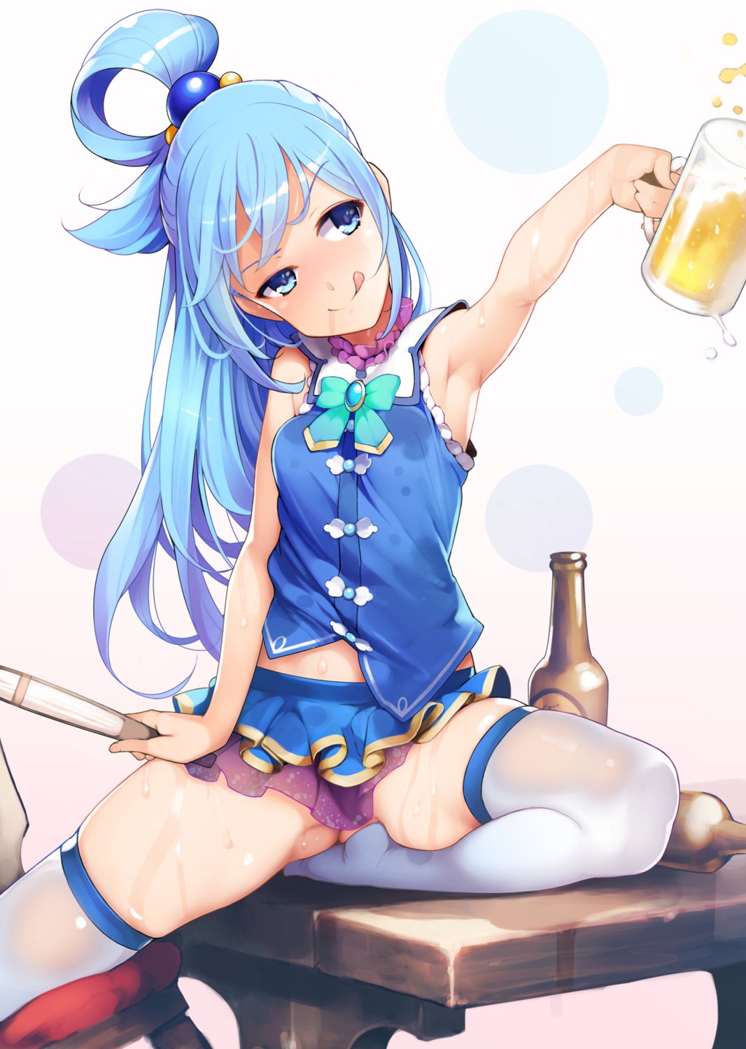 aqua_(konosuba) ataruman kono_subarashii_sekai_ni_shukufuku_wo! thighhighs wet_clothes